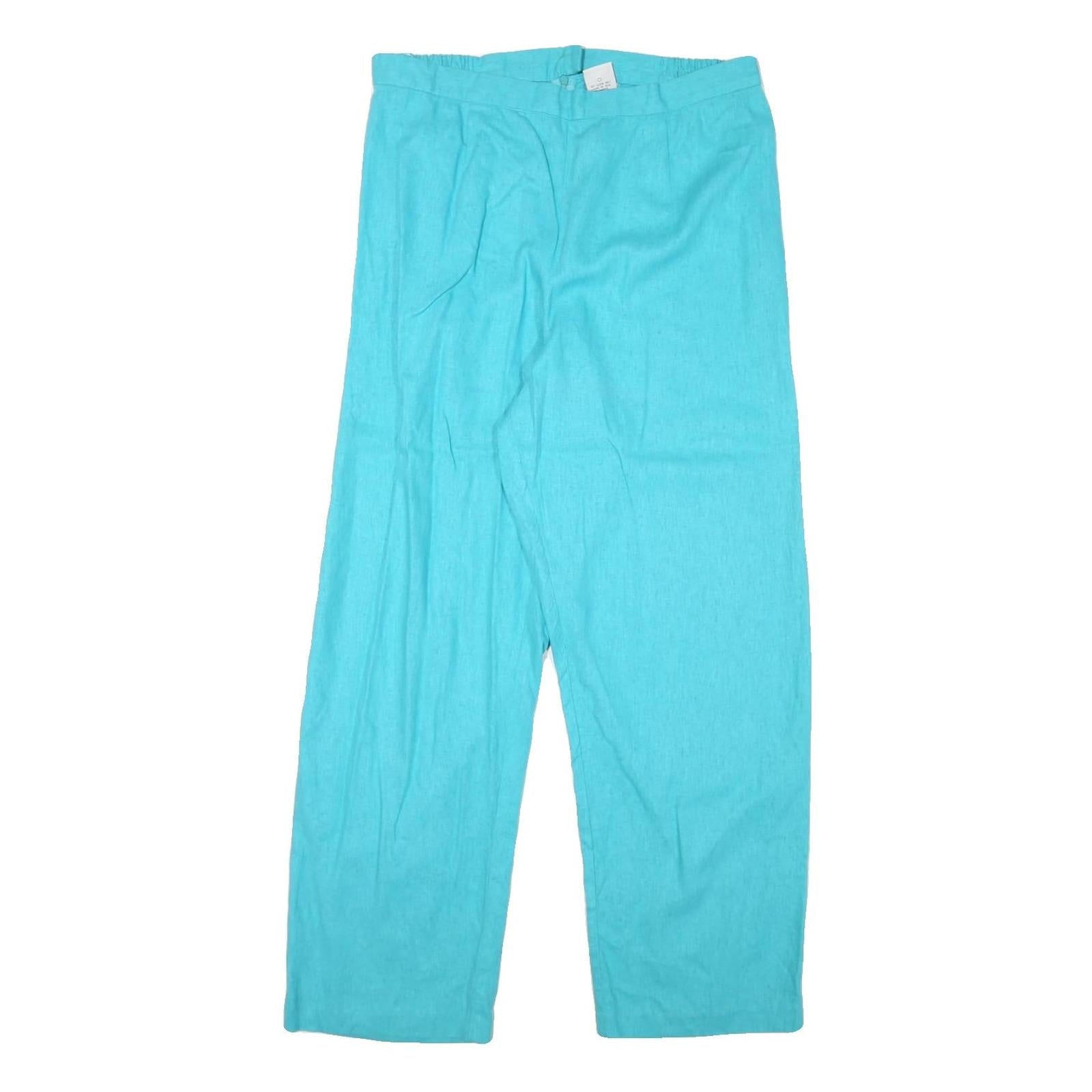 Womens Relaxed Fit Blue Linen Blend Zip Trousers W32 L29 Casual Summer Wear Refurbished - N/A refurbished available on Cerqular