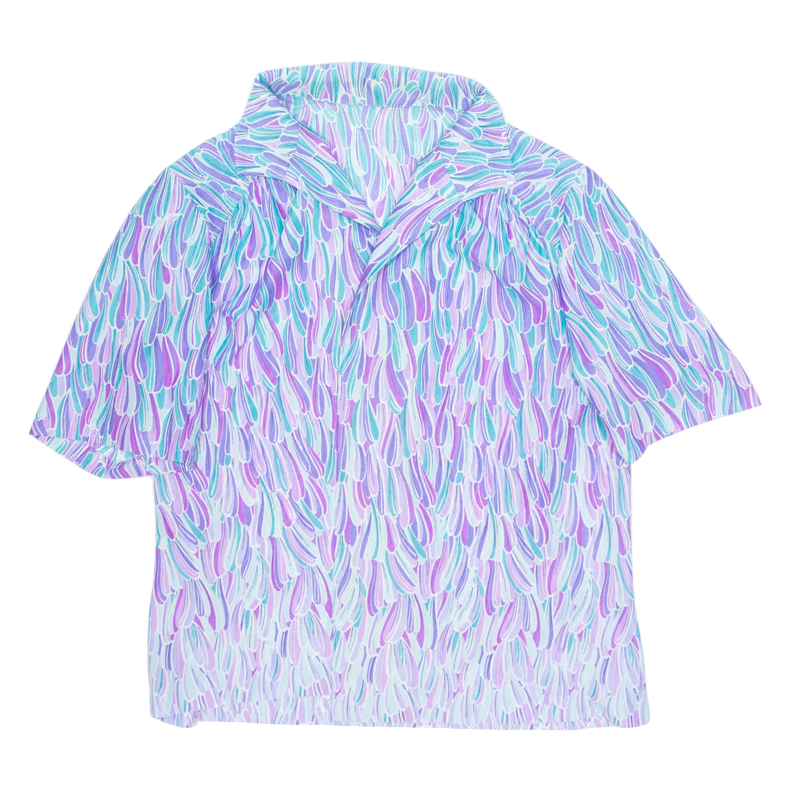 Cropped Open Womens Printed Shirt Blue Collared Crazy Pattern M Refurbished - N/A refurbished available on Cerqular