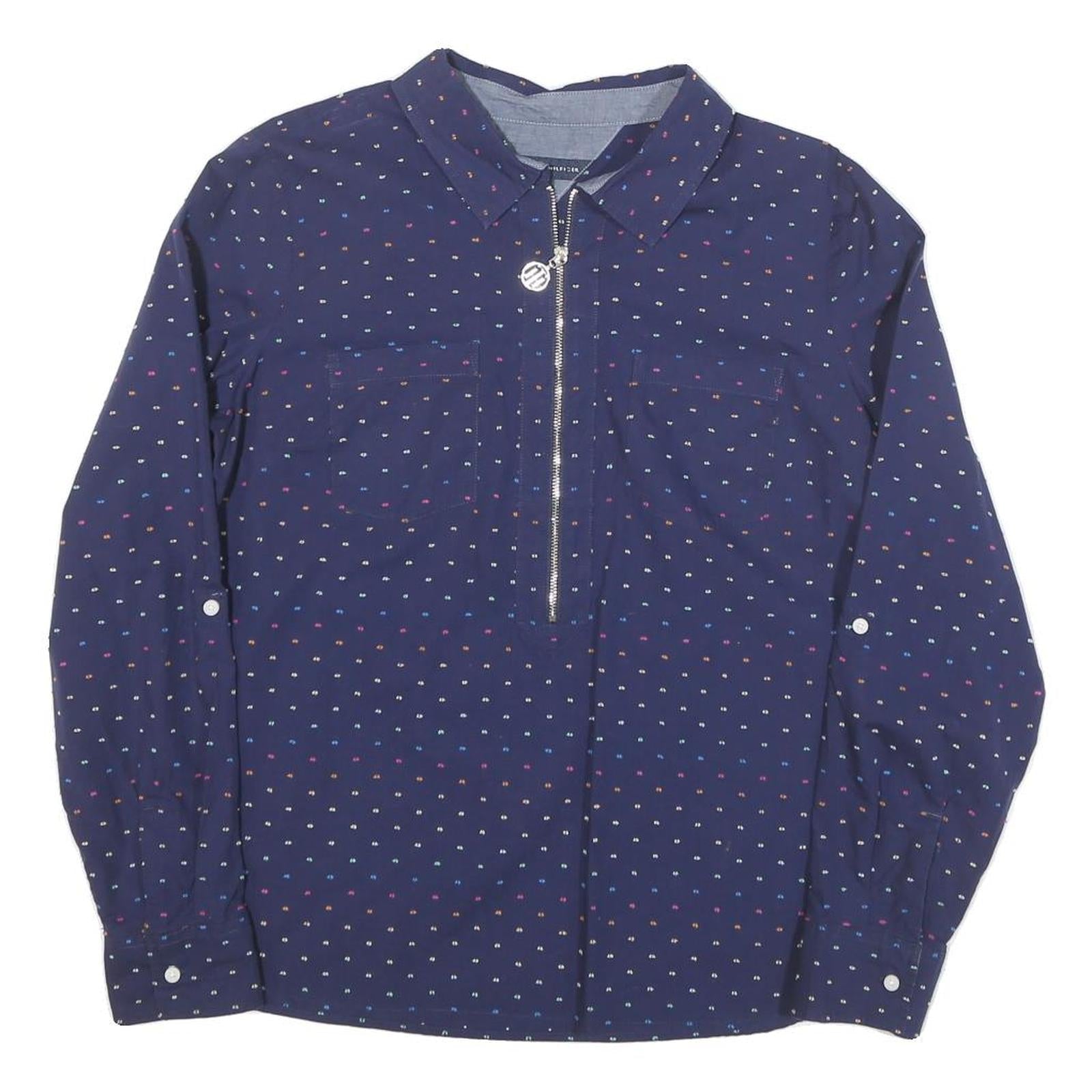 TOMMY HILFIGER Womens Blue Printed Shirt Long Sleeve Collared M Cotton Blend Refurbished - N/A refurbished available on Cerqular