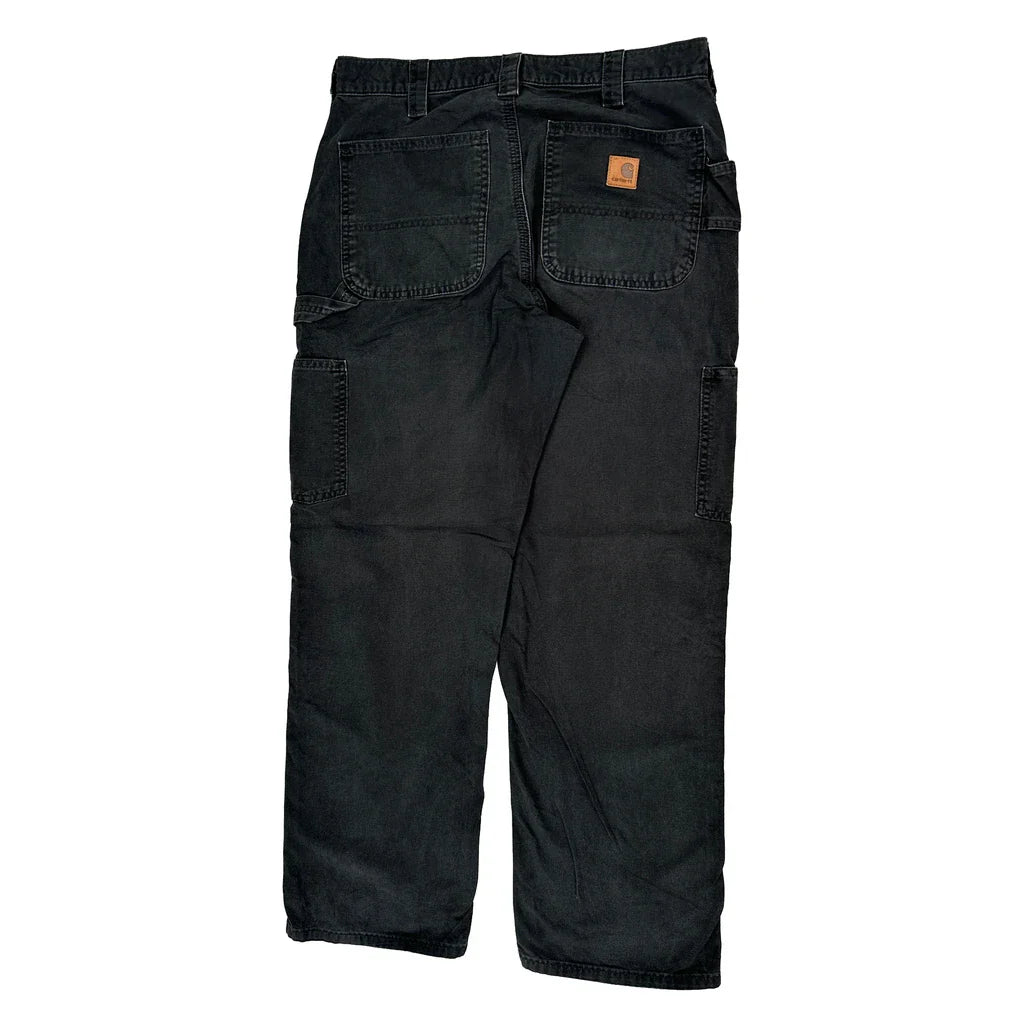 Carhartt Carpenter Trousers - 32W 30L Black Cotton Refurbished - Thrifted (note: this is a term often used to describe second- refurbished available on Cerqular