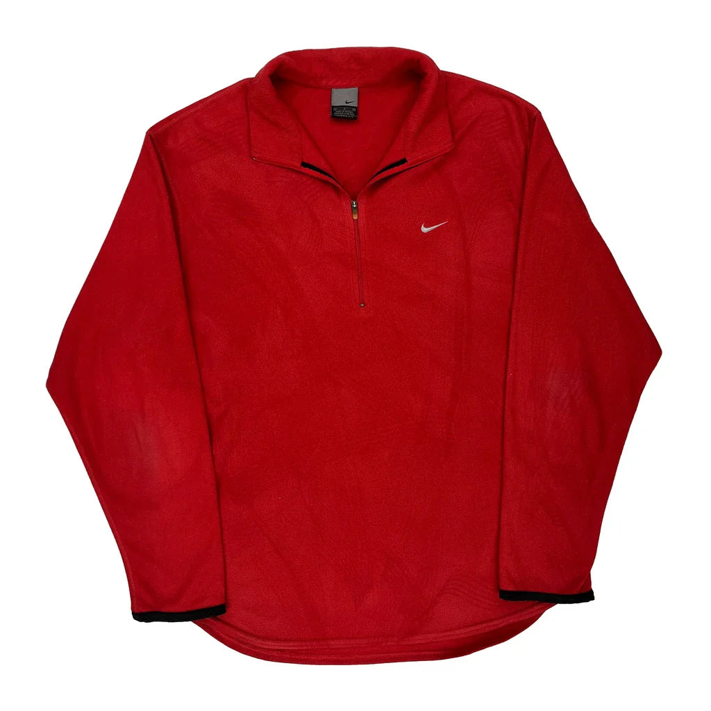Nike Fleece - Medium Red Polyester Refurbished - Thrifted (note: this is a term often used to describe second- refurbished available on Cerqular