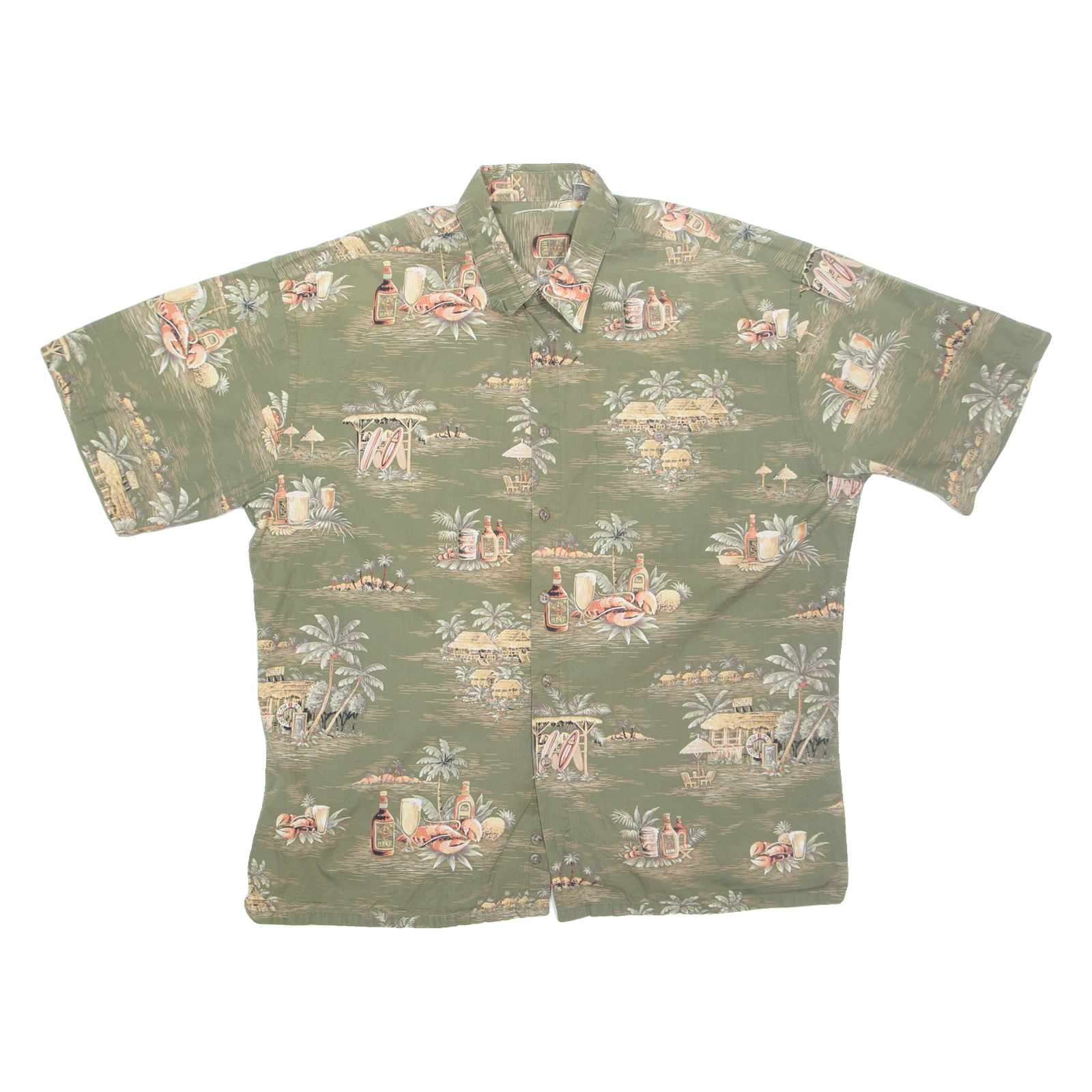 MODA CAMPIA Mens Hawaiian Shirt Green Crazy Pattern XL Refurbished - N/A refurbished available on Cerqular