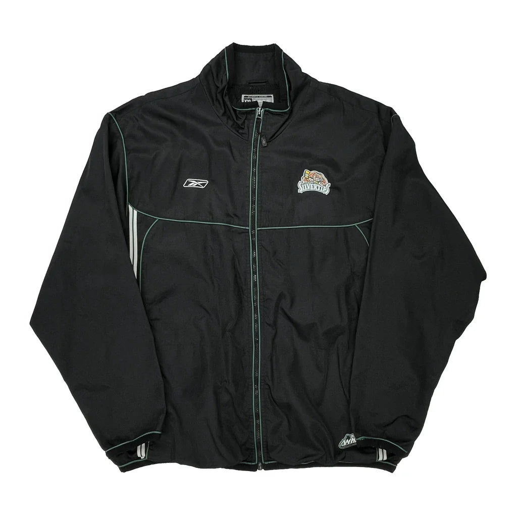 Buy Everett Silvertips Reebok Track Jacket - 2XL Black Polyester Refurbished - $60.29 Everett Silvertips Reebok Track Jacket - 2XL Black Polyester Refurbished - Thrifted (note: this is a term often used to describe second- refurbished available on Cerqular