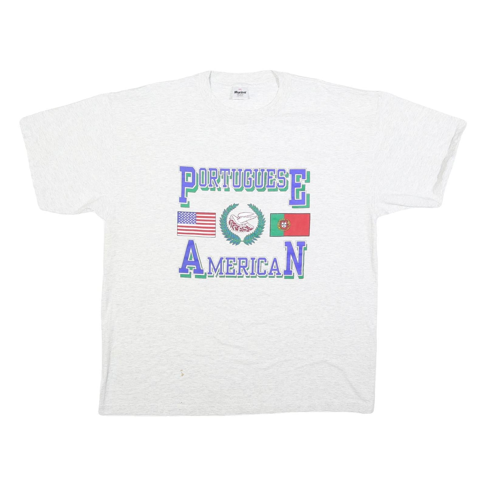 MURINA Mens White Portuguese American Graphic T-Shirt 2XL Short Sleeve Crew Neck Refurbished - N/A refurbished available on Cerqular
