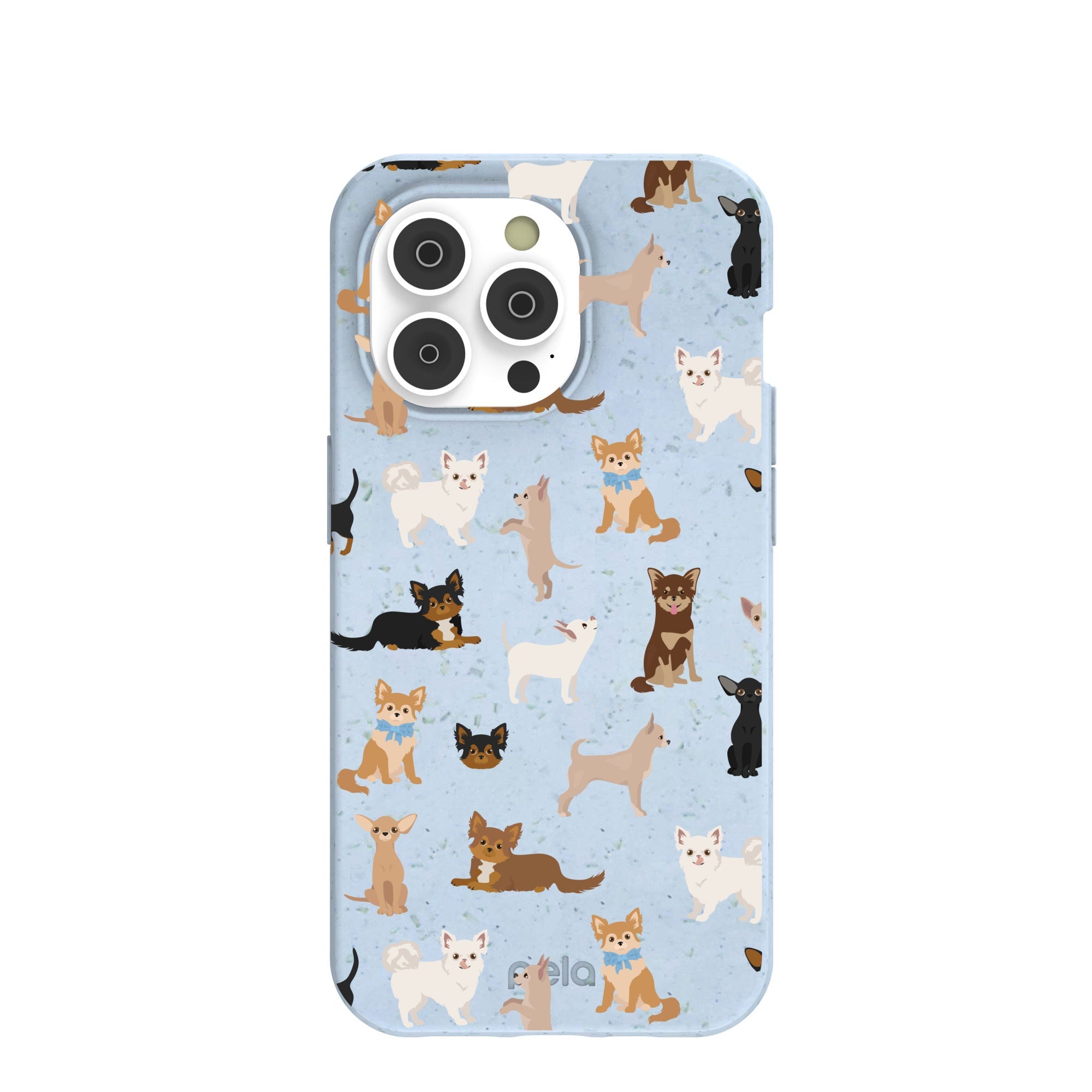 Powder Blue Chihuahua Charms iPhone 14 Pro Case Refurbished - Pela Case refurbished available on Cerqular