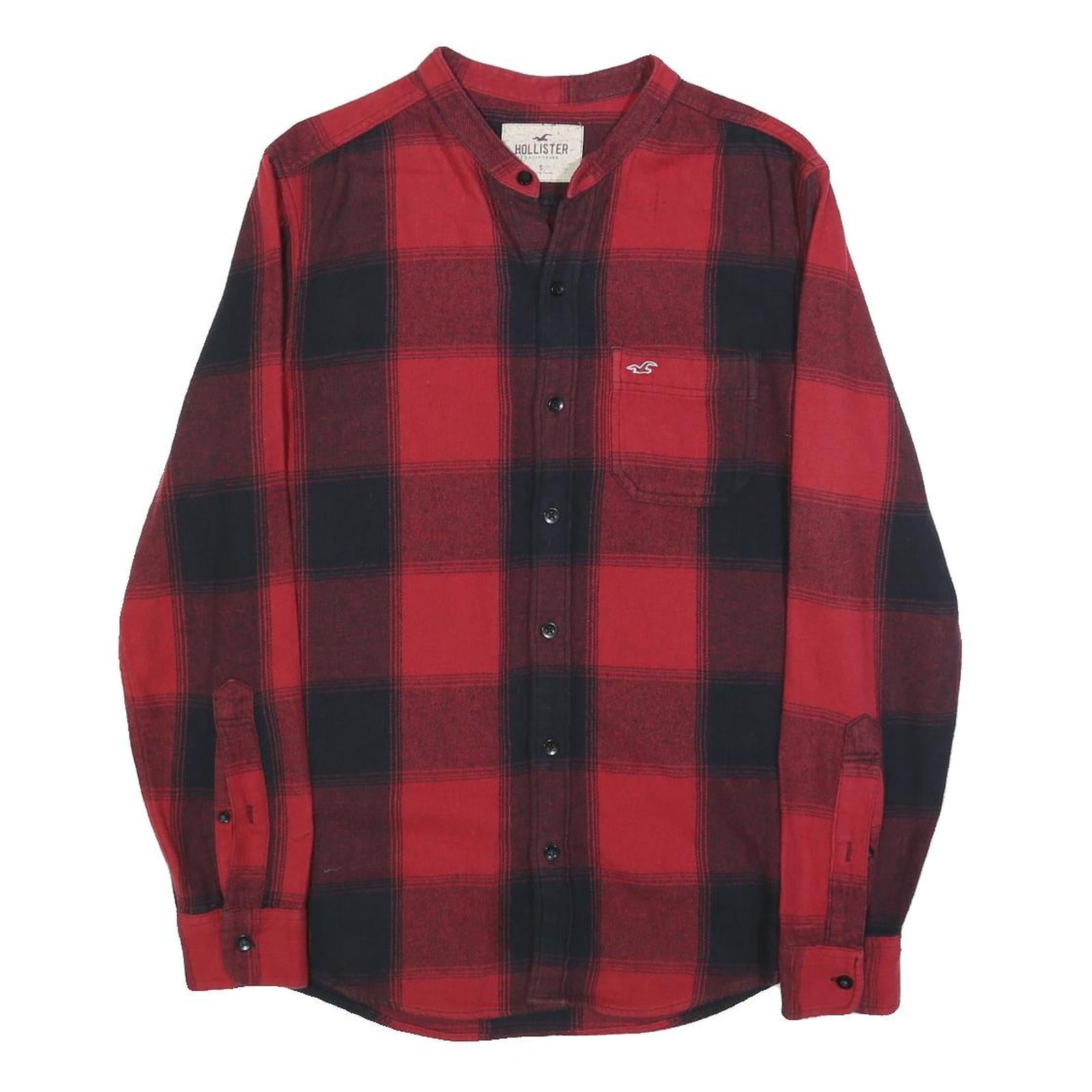 HOLLISTER Mens Red & Black Check Shirt S Button Neck Long Sleeve Flannel Refurbished - N/A refurbished available on Cerqular