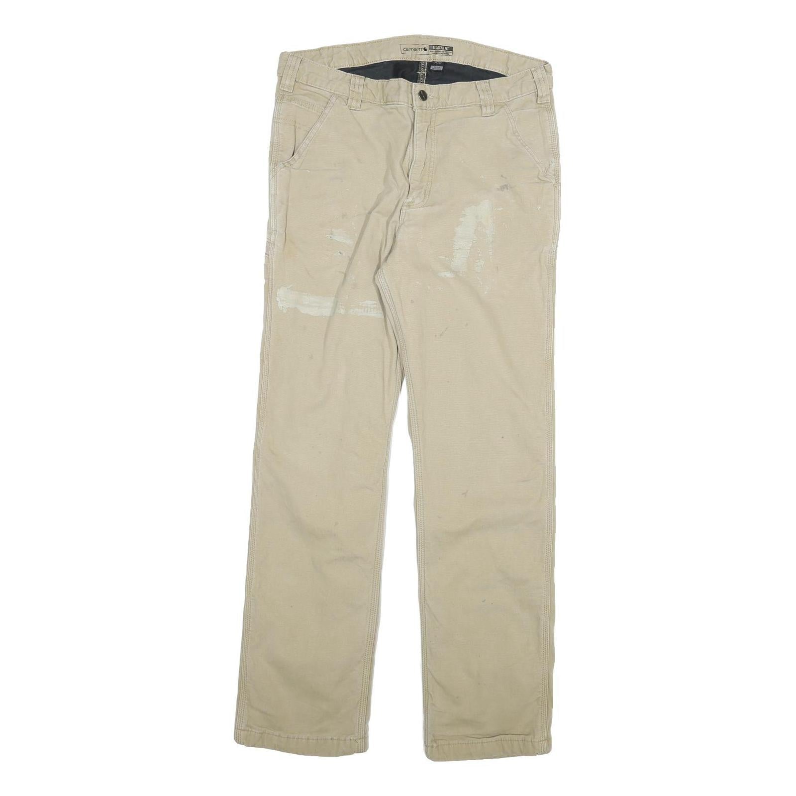 CARHARTT Mens Jeans Beige Relaxed Straight Cotton Blend W32 L30 Workwear Zip Refurbished - N/A refurbished available on Cerqular