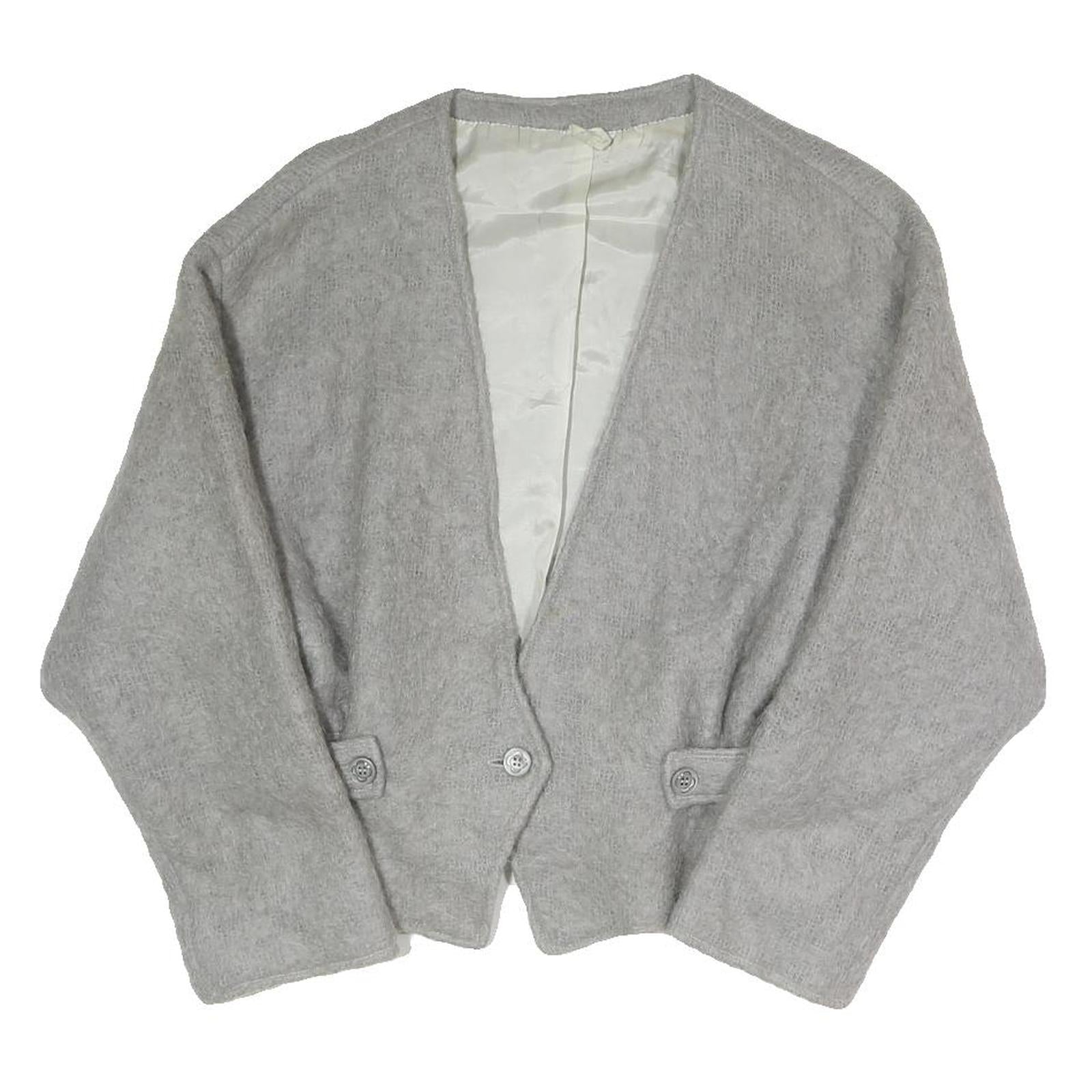 Womens Grey Button Jacket S Polyester Blend Plain Stylish Comfortable Refurbished - N/A refurbished available on Cerqular