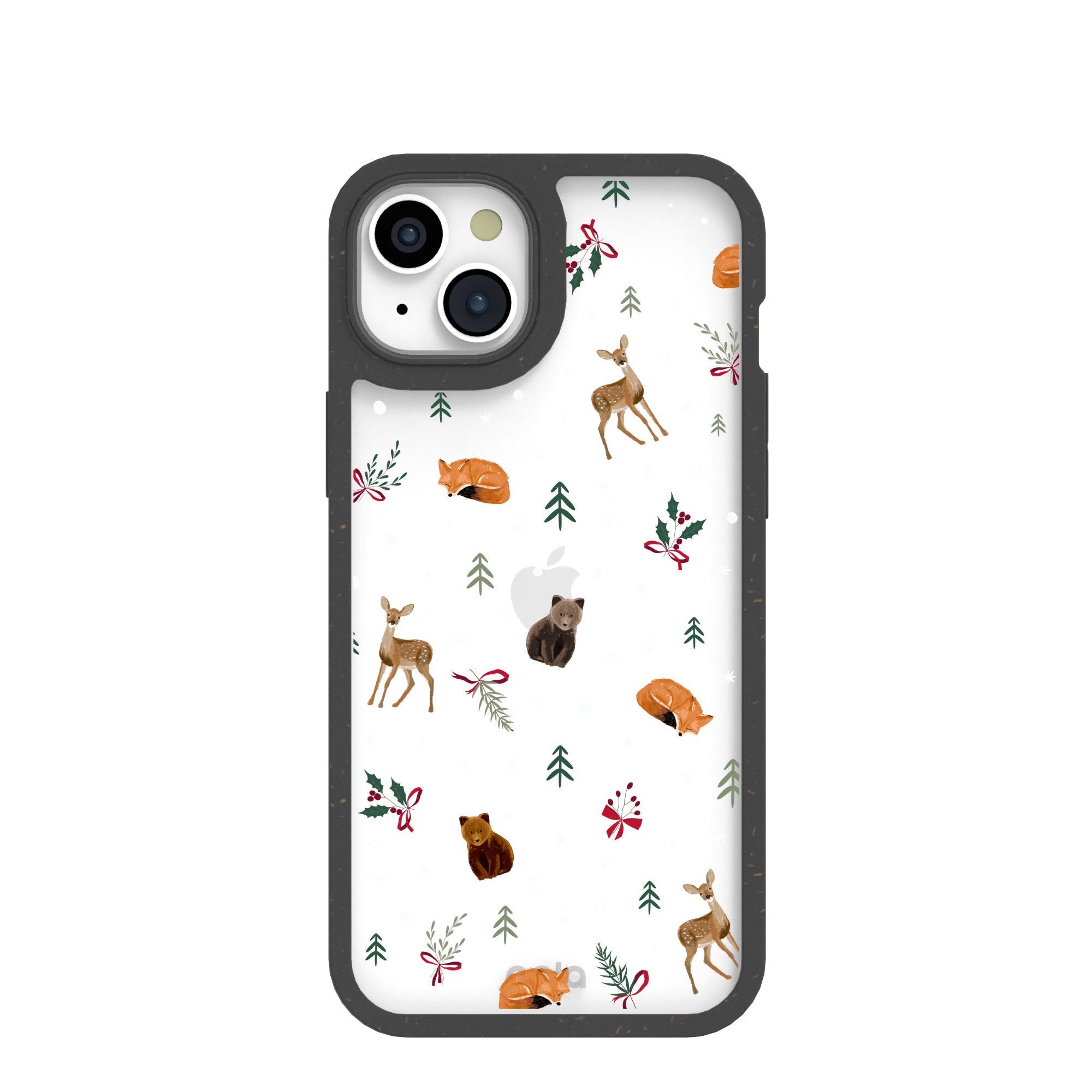 Clear Winter Woodland iPhone 15 Plus Case With Black Ridge Refurbished - Pela Case refurbished available on Cerqular