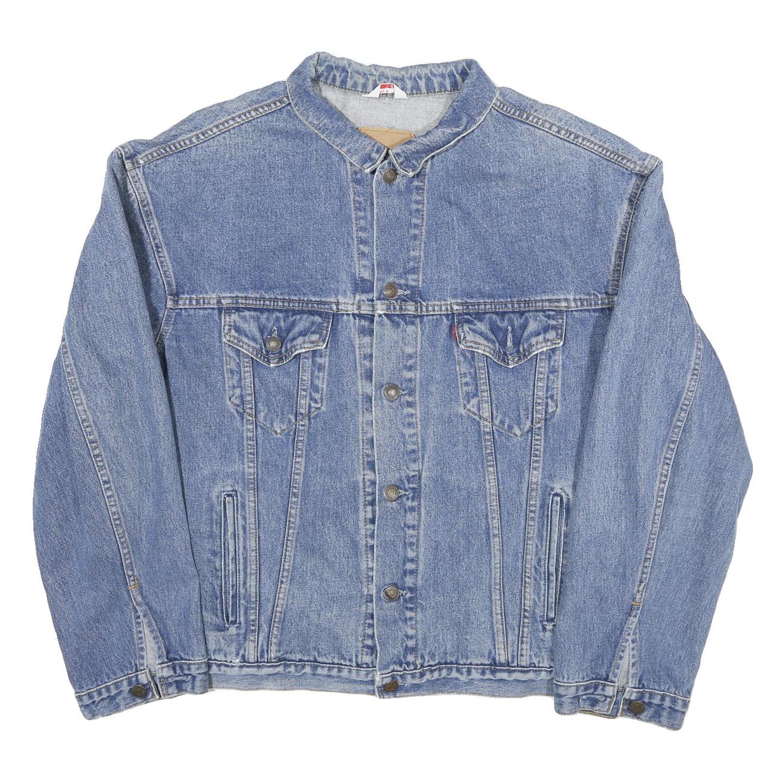 LEVI'S Mens Blue Denim Jacket L Cotton Blend Relaxed Fit Button Closure Casual Refurbished - N/A refurbished available on Cerqular