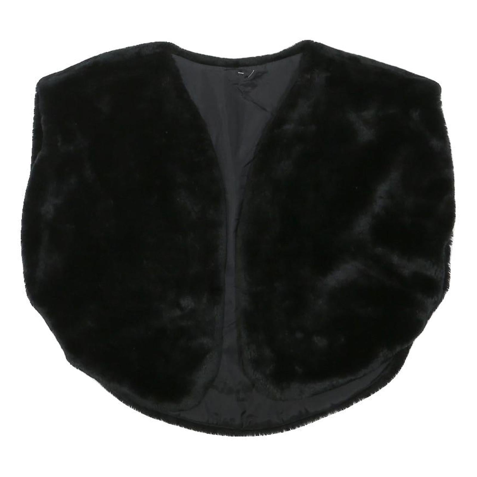 Womens Black Faux Fur Jacket S Polyester Blend Sleeveless Plain Soft Warm Refurbished - N/A refurbished available on Cerqular