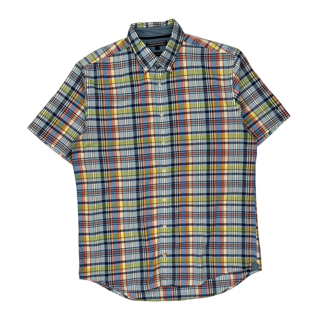 New York Fit Tommy Hilfiger Checked Short Sleeve Shirt - Large Multicoloured Cotton Refurbished - Thrifted (note: this is a term often used to describe second- refurbished available on Cerqular