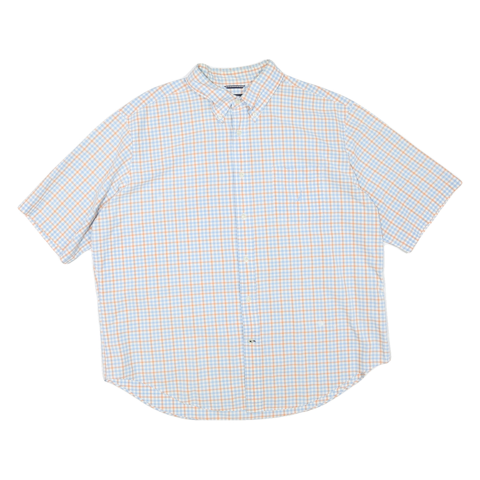 NAUTICA Mens Blue & Orange Checked Shirt 2XL Cotton Blend Button-Down Collar Refurbished - N/A refurbished available on Cerqular