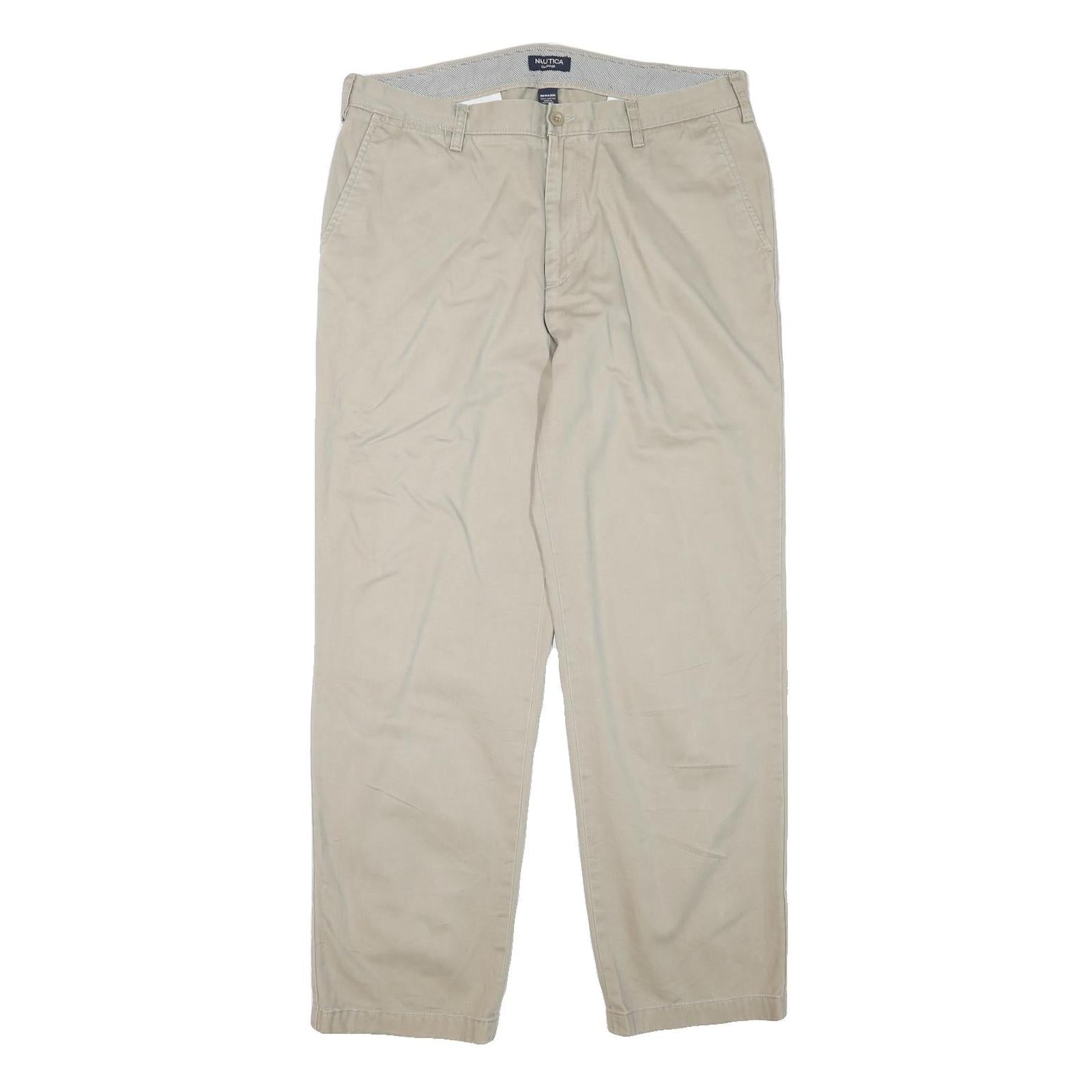 NAUTICA Mens Relaxed Beige Cotton Blend Zip Trousers W36 L32 Casual Classic Refurbished - N/A refurbished available on Cerqular