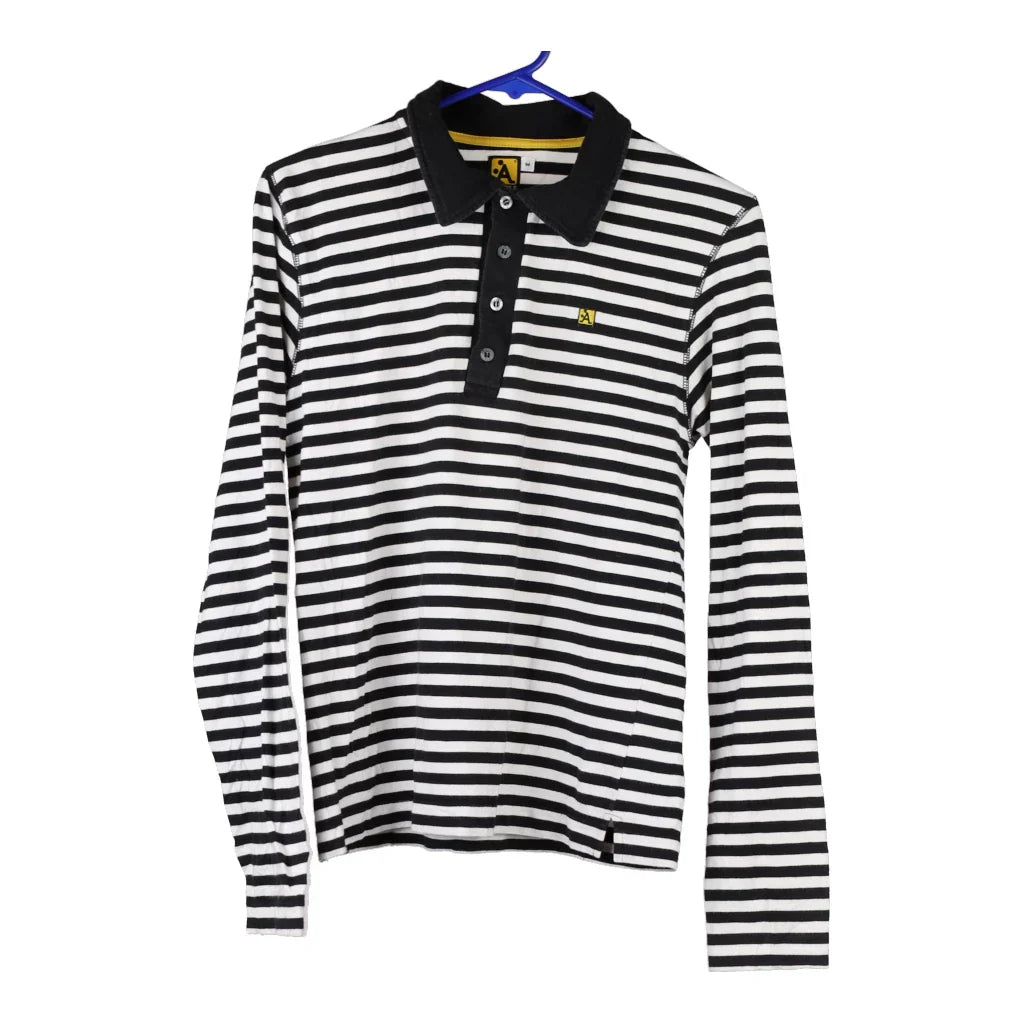 A-Style Rugby Shirt - Medium Black & White Cotton Refurbished - Thrifted (note: this is a term often used to describe second- refurbished available on Cerqular