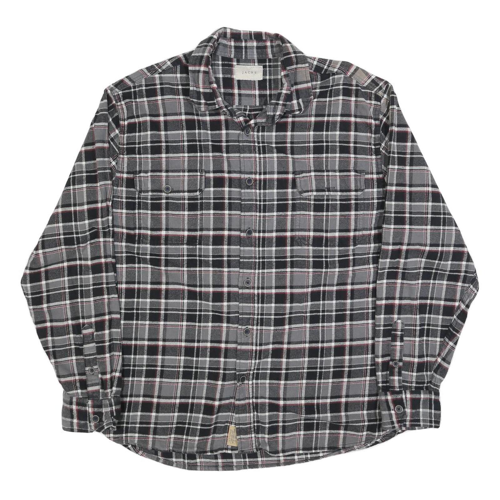 JACHS Mens Black & Grey Check Shirt 2XL Long Sleeve Cotton Blend Casual Refurbished - N/A refurbished available on Cerqular