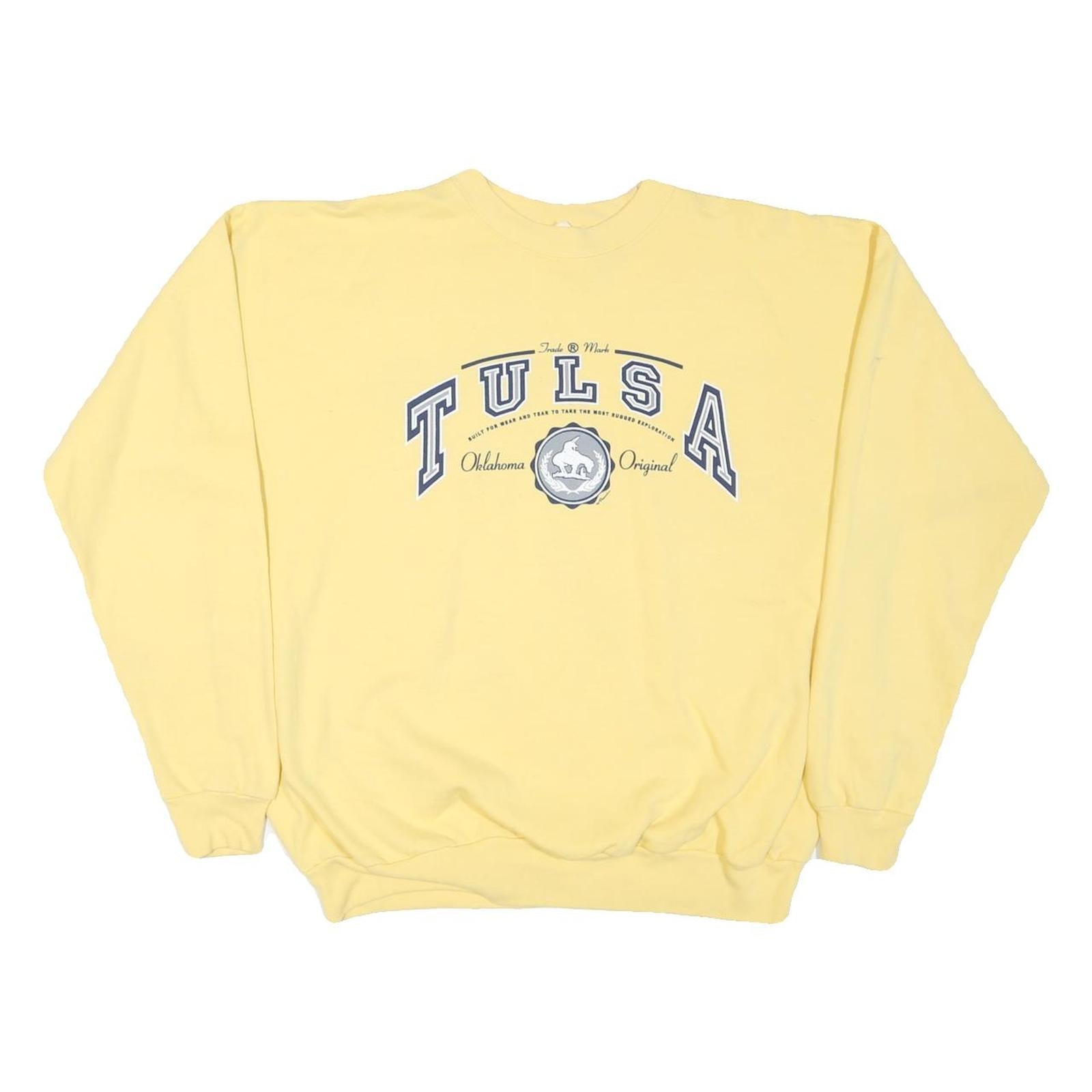 HANES Mens Yellow Tulsa Original Crew Neck L Cotton Blend Sweatshirt Refurbished - N/A refurbished available on Cerqular