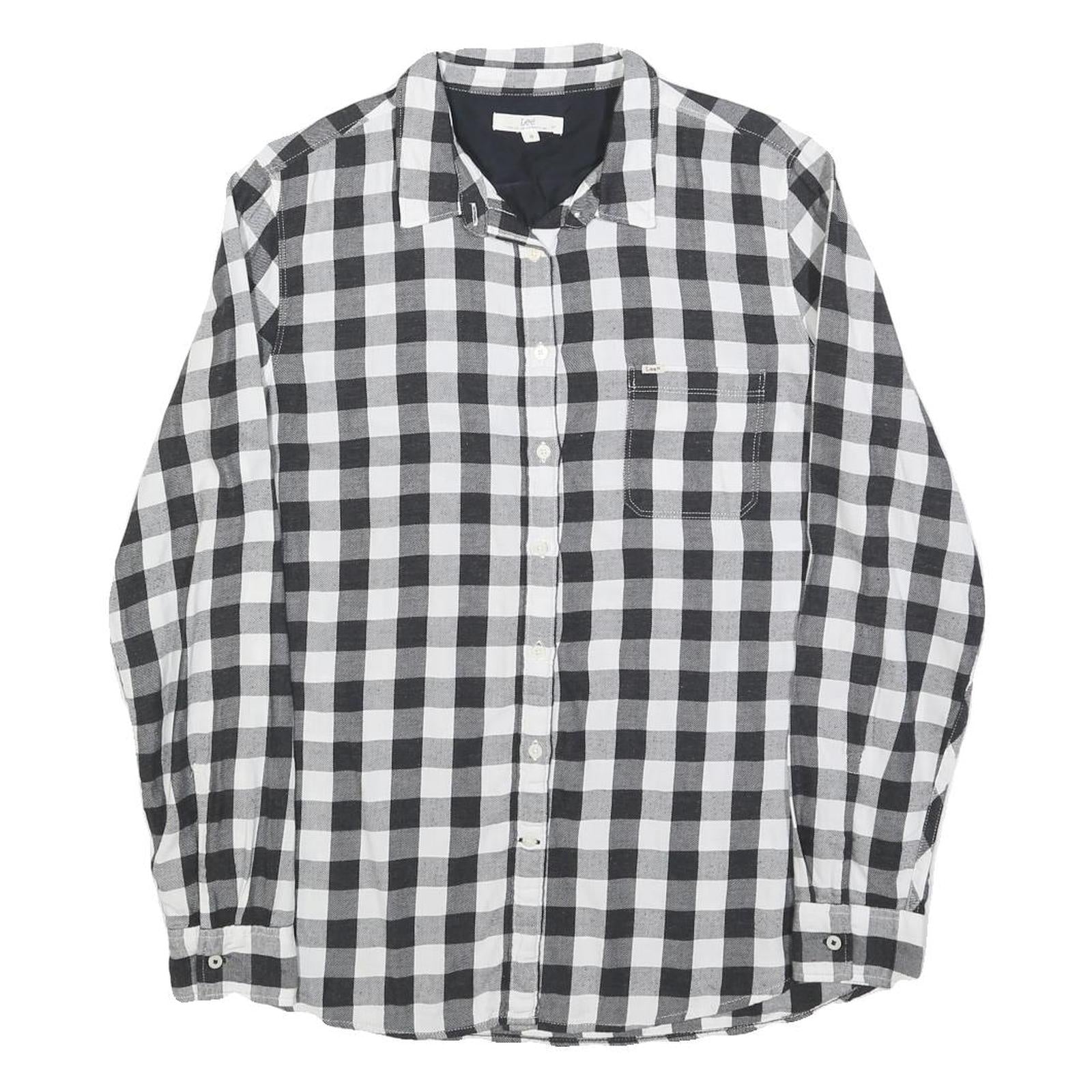 LEE Womens Black & White Check Shirt M Button-Up Casual Cotton Blend Refurbished - N/A refurbished available on Cerqular