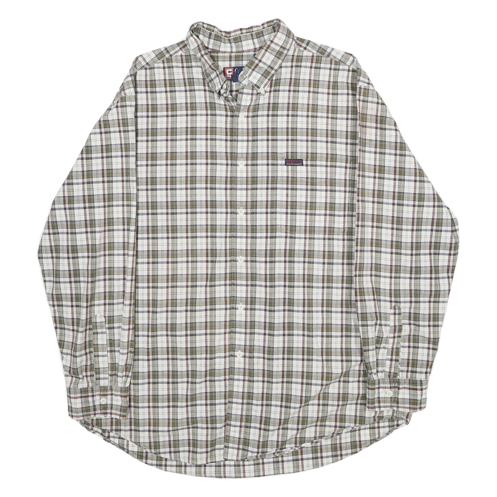 CHAPS RALPH LAUREN Mens White & Green Check Shirt XL Button-Down Collar Casual Refurbished - N/A refurbished available on Cerqular