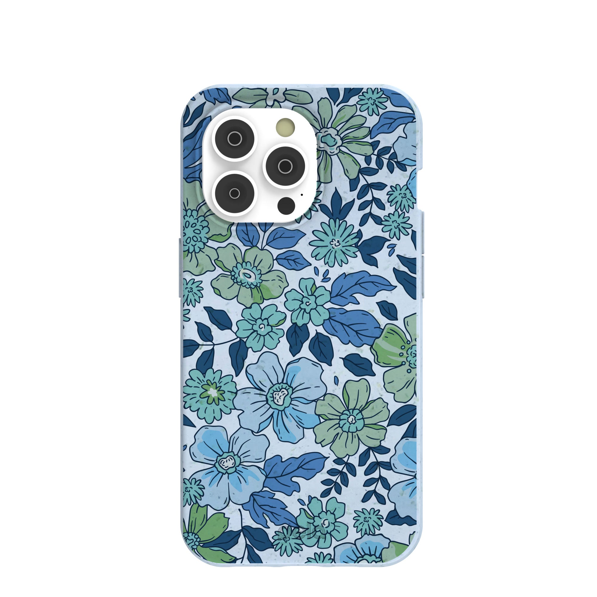 Powder Blue Liberty Florals iPhone 14 Pro Case Refurbished - Pela Case refurbished available on Cerqular
