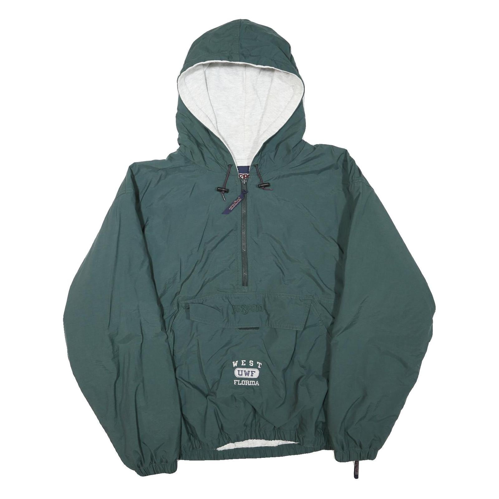 JANSPORT Mens Green Hooded Track Jacket L Polyester Blend Zip Outdoor Casual Refurbished - N/A refurbished available on Cerqular