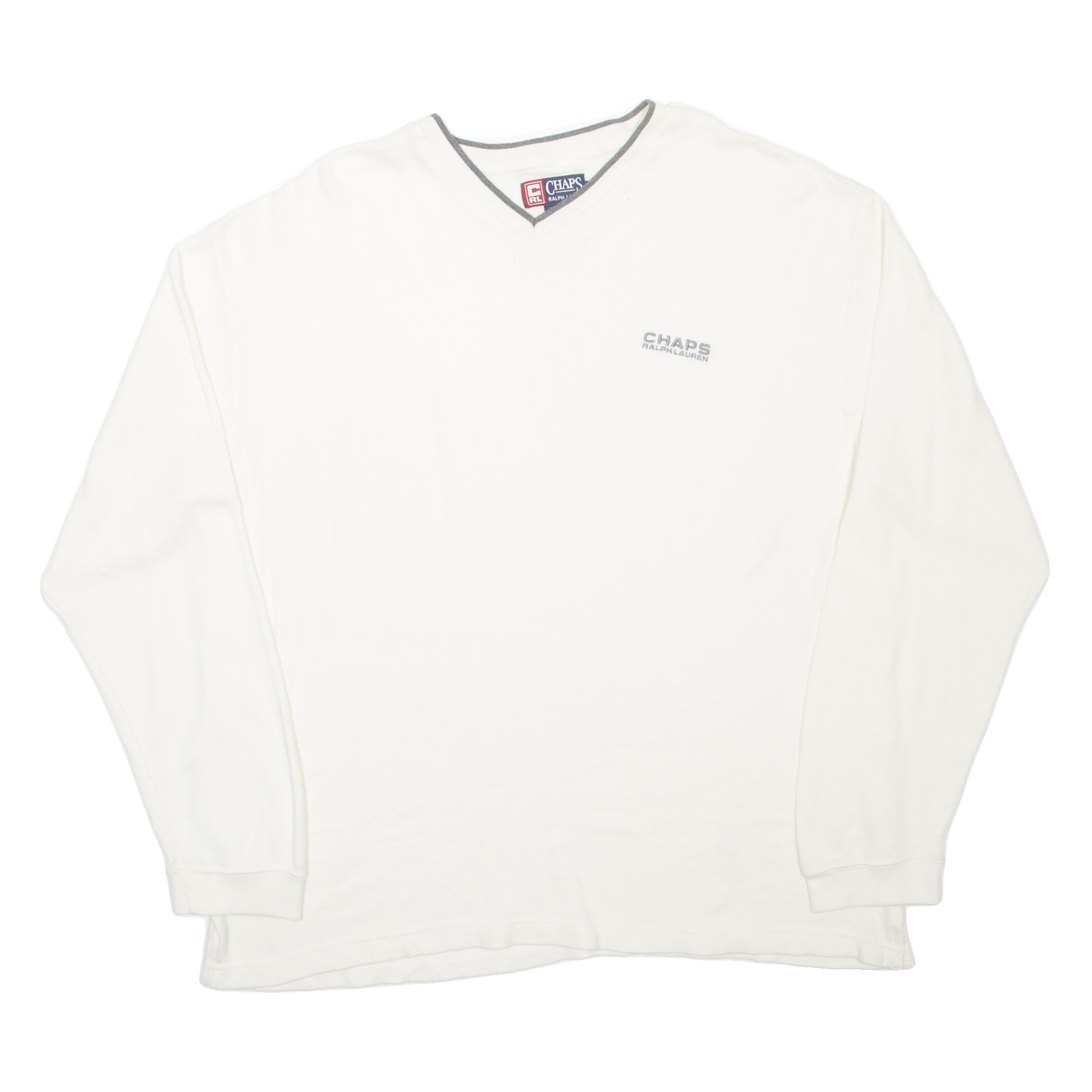 CHAPS RALPH LAUREN Mens T-Shirt Cream Long Sleeve V-Neck XL Refurbished - N/A refurbished available on Cerqular