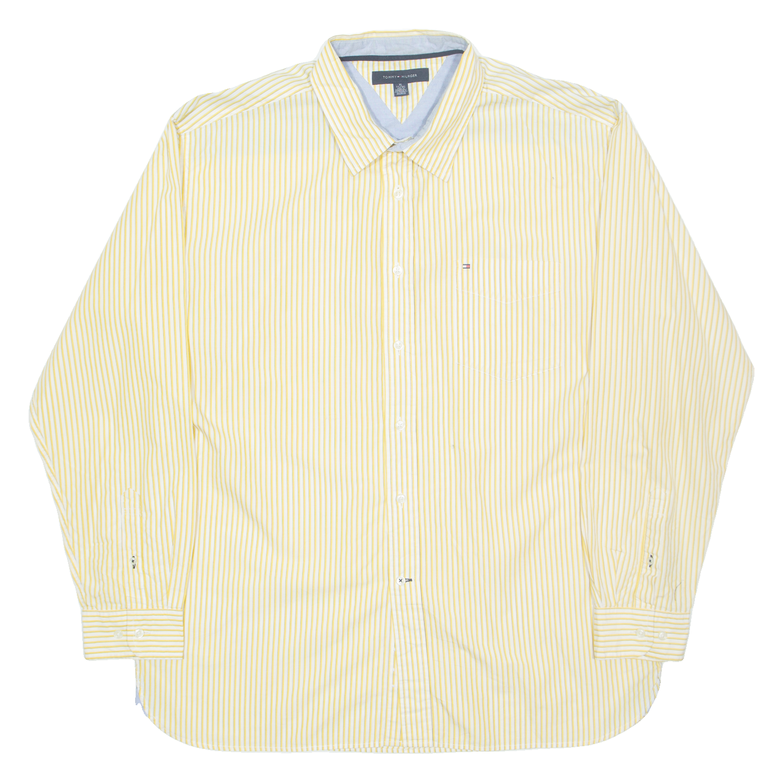 TOMMY HILFIGER Mens Shirt Yellow Striped Long Sleeve XL Refurbished - N/A refurbished available on Cerqular