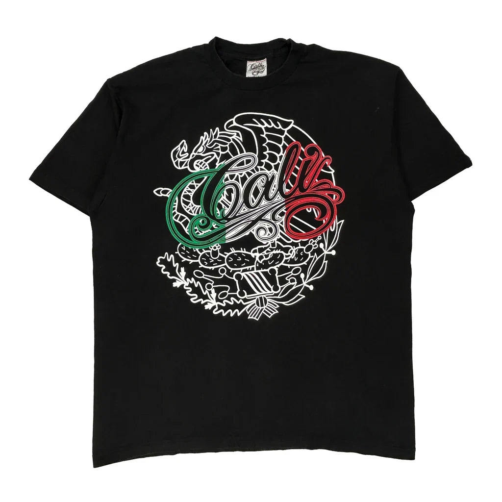 Cali Ink Graphic T-Shirt - 3XL Black Cotton Refurbished - Thrifted (note: this is a term often used to describe second- refurbished available on Cerqular