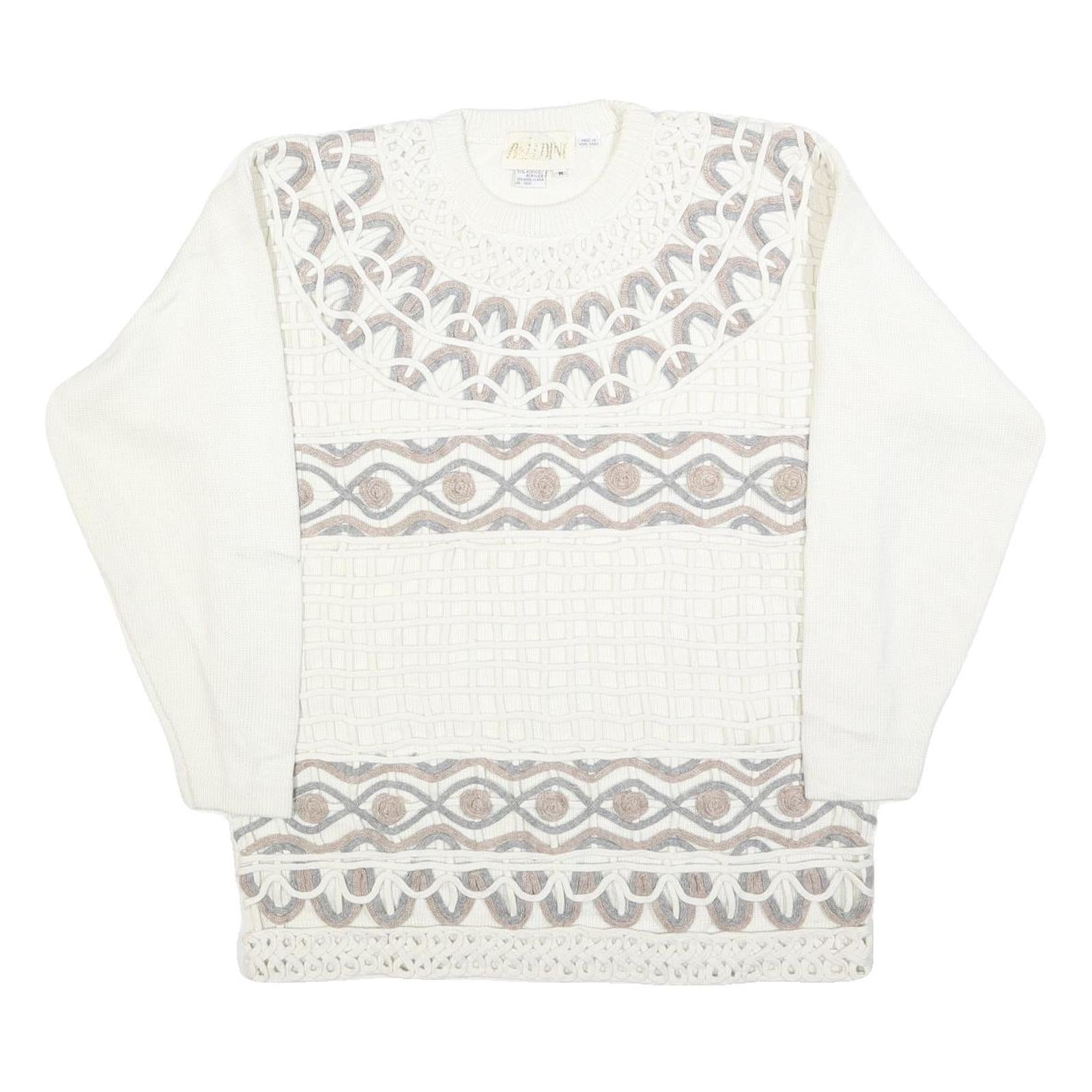 BELLDINI Womens White Patterned Wool Blend Jumper Crew Neck Basic Knit M Stylish Refurbished - N/A refurbished available on Cerqular