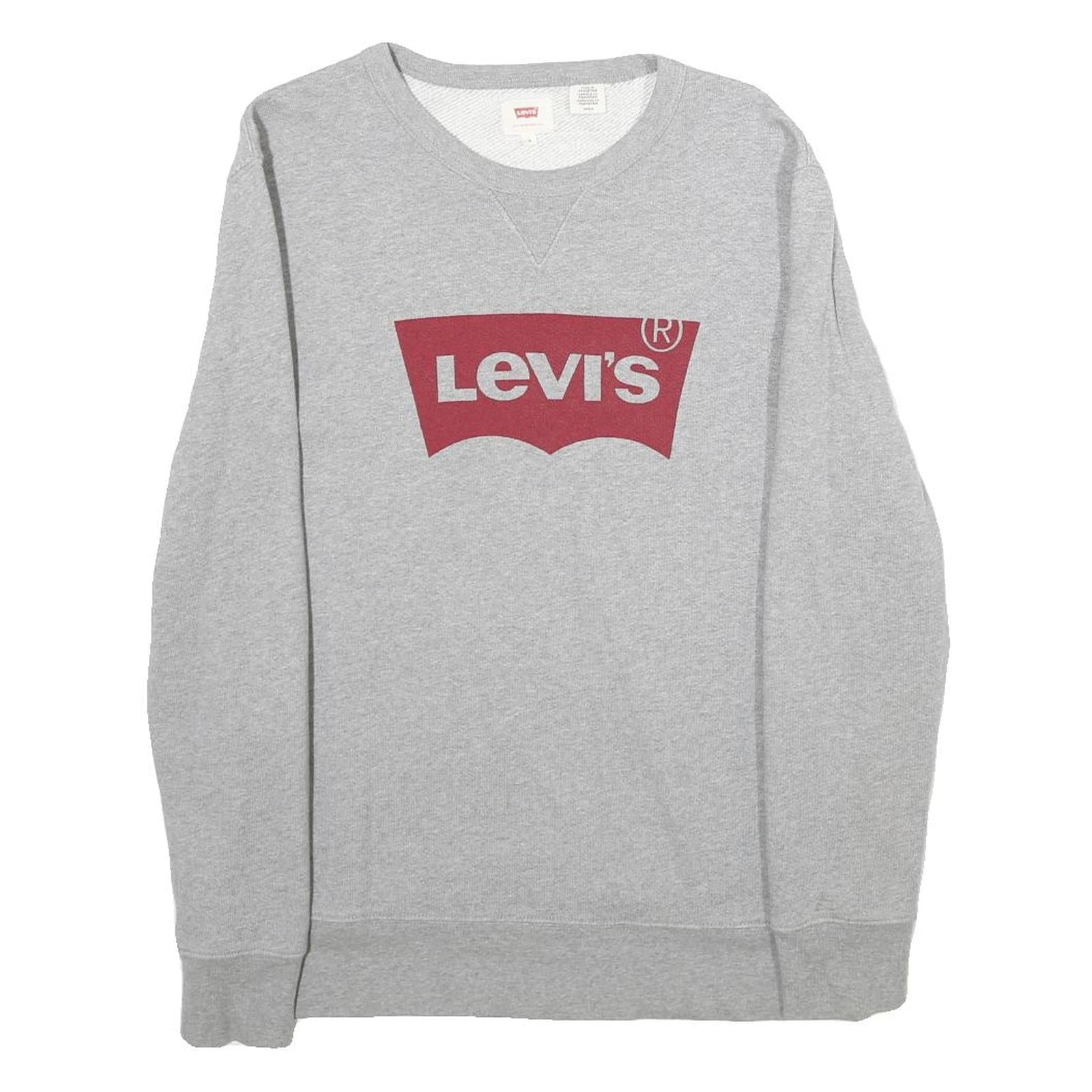 LEVI'S Mens Grey Sweatshirt Crew Neck S Cotton Blend Logo Print Casual Pullover Refurbished - N/A refurbished available on Cerqular
