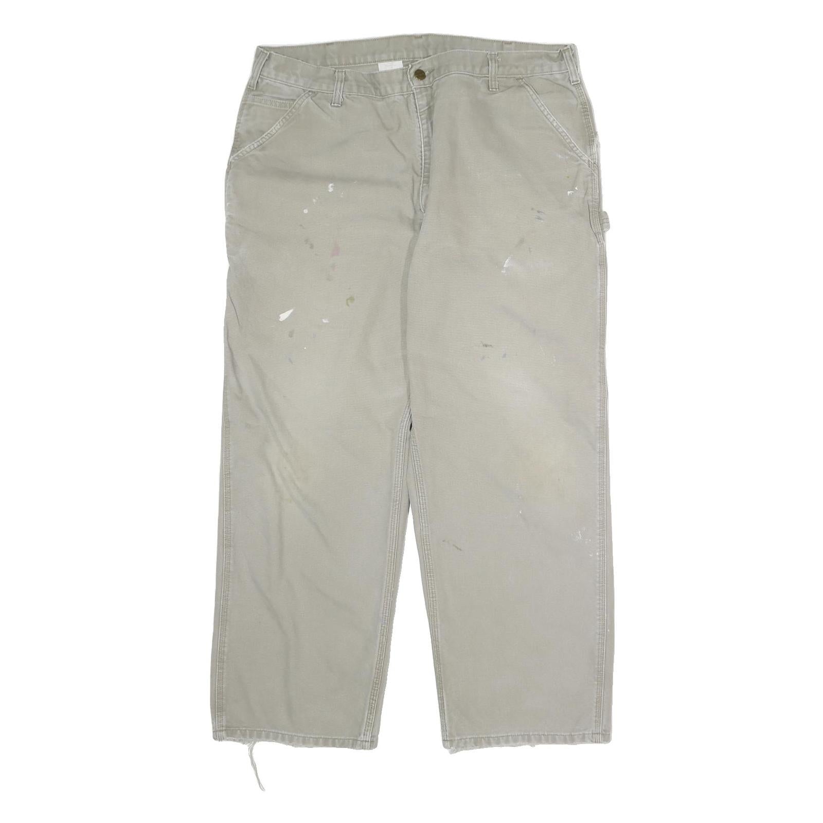 CARHARTT Mens Cotton Beige Regular Straight Leg Trousers W40 L30 Workwear Refurbished - N/A refurbished available on Cerqular