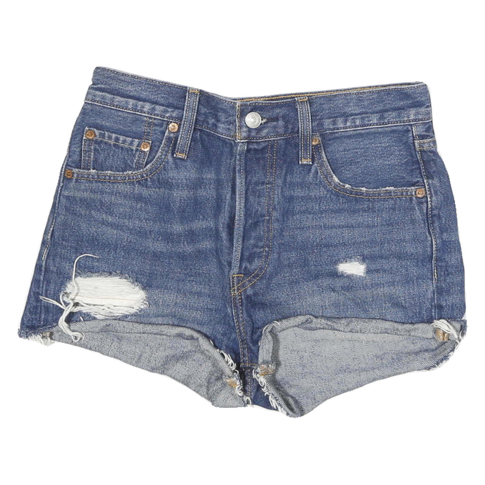 LEVI'S Womens Denim Blue Cut-Off Shorts M W28 Distressed Casual Summer Refurbished - N/A refurbished available on Cerqular