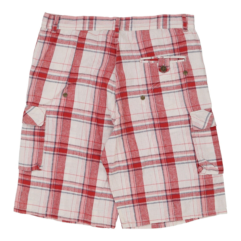 Forever Baci Checked Cargo Shorts - XL Red Cotton Refurbished - Thrifted (note: this is a term often used to describe second- refurbished available on Cerqular