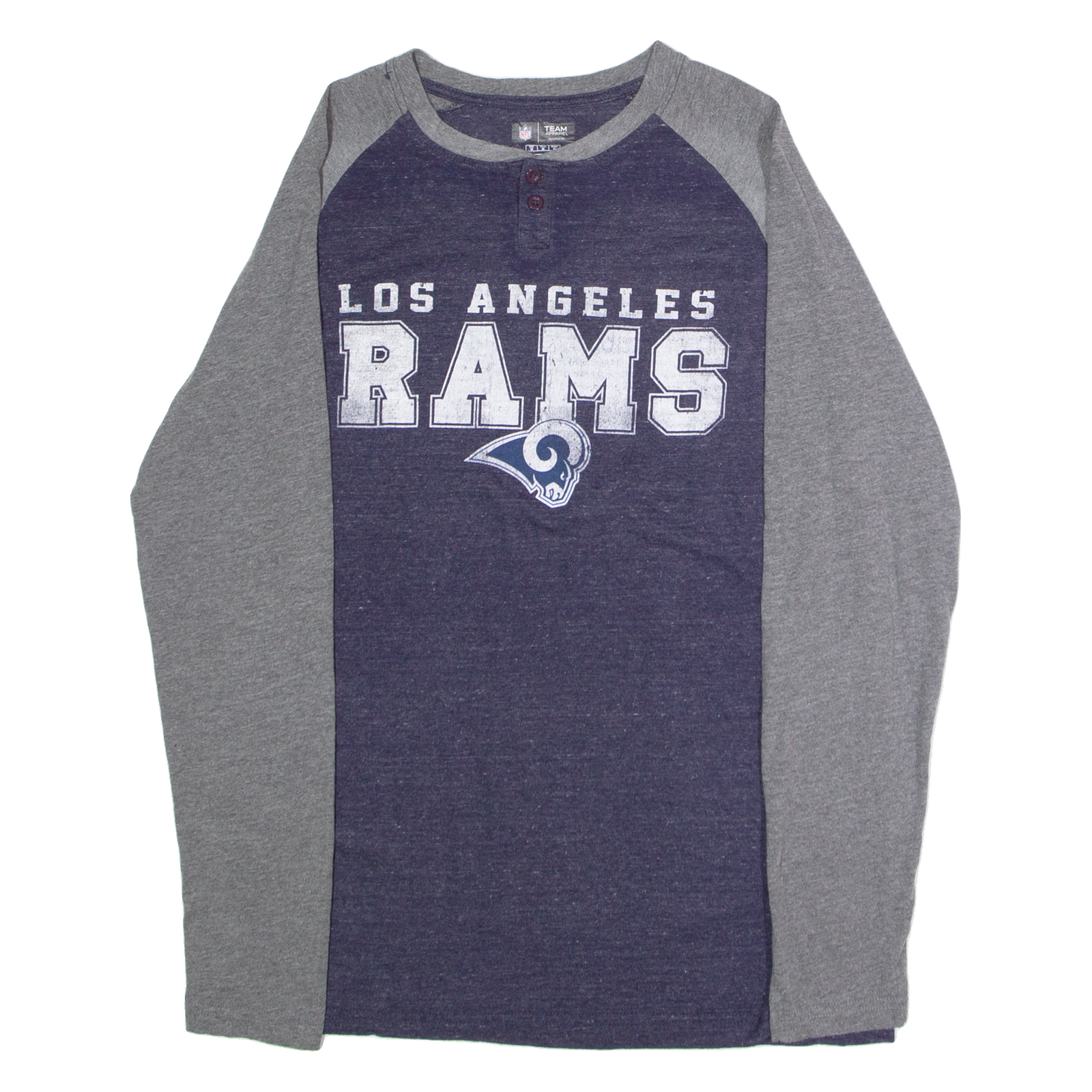 NFL Los Angeles Rams Mens T-Shirt Blue Long Sleeve USA Button Neck M Refurbished - N/A refurbished available on Cerqular