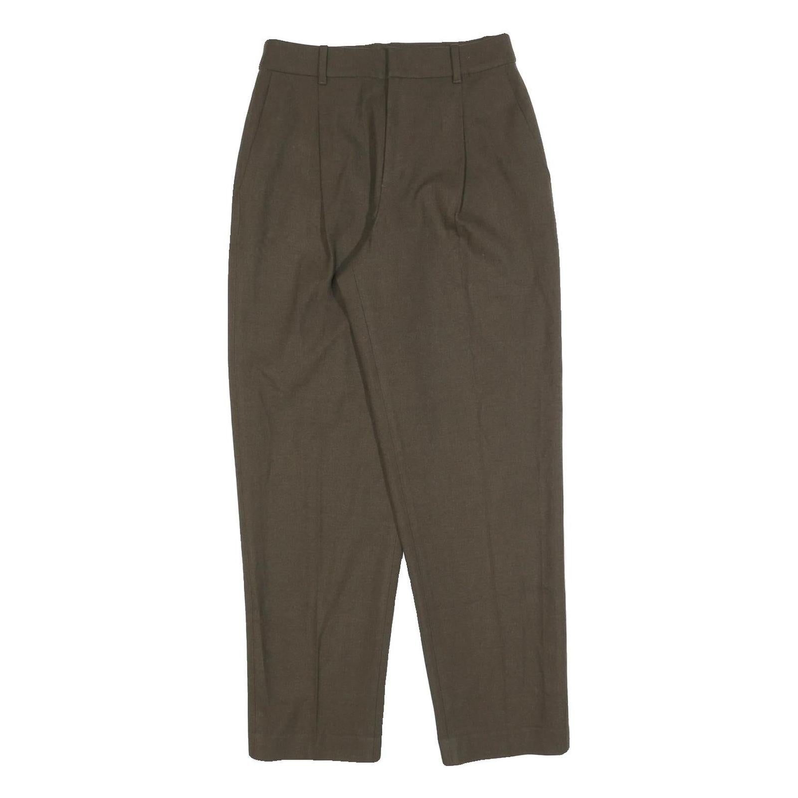 Womens Brown Regular Fit Straight Trousers W26 L28 Zip Closure Classic Style Refurbished - N/A refurbished available on Cerqular