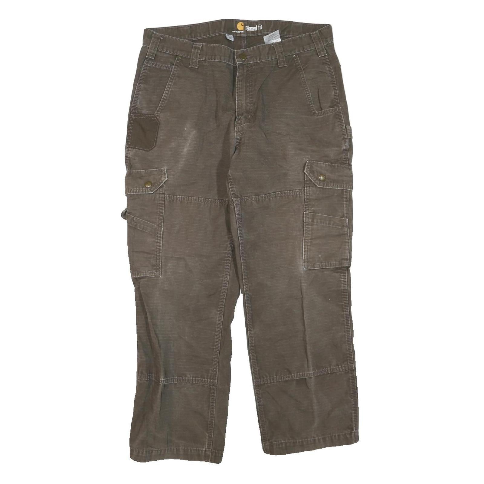 CARHARTT Mens Brown Regular Fit Straight Trousers Cotton Blend W36 L30 Workwear Refurbished - N/A refurbished available on Cerqular