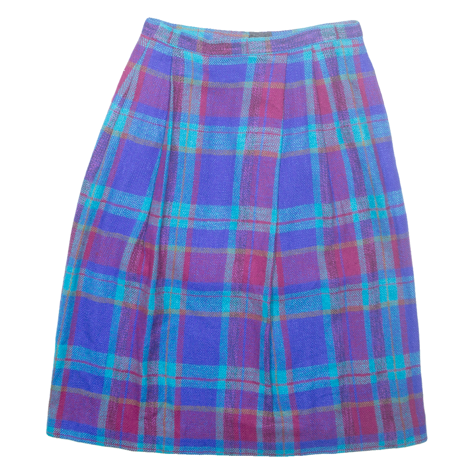 JOHN MEYER Womens Straight Skirt Blue Midi Wool Check UK 10 Refurbished - N/A refurbished available on Cerqular