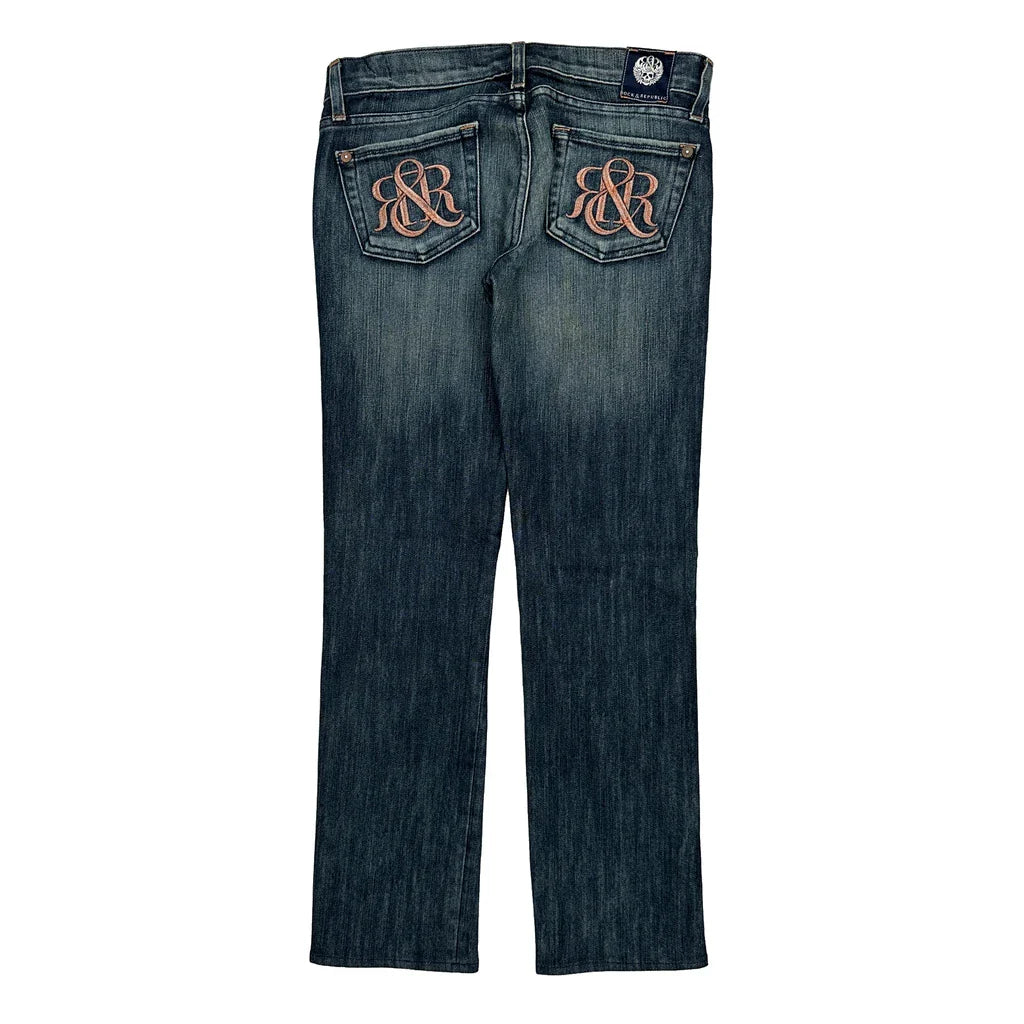 Rock & Republic Jeans - 29W UK 8 Dark Wash Cotton Blend Refurbished - Thrifted (note: this is a term often used to describe second- refurbished available on Cerqular