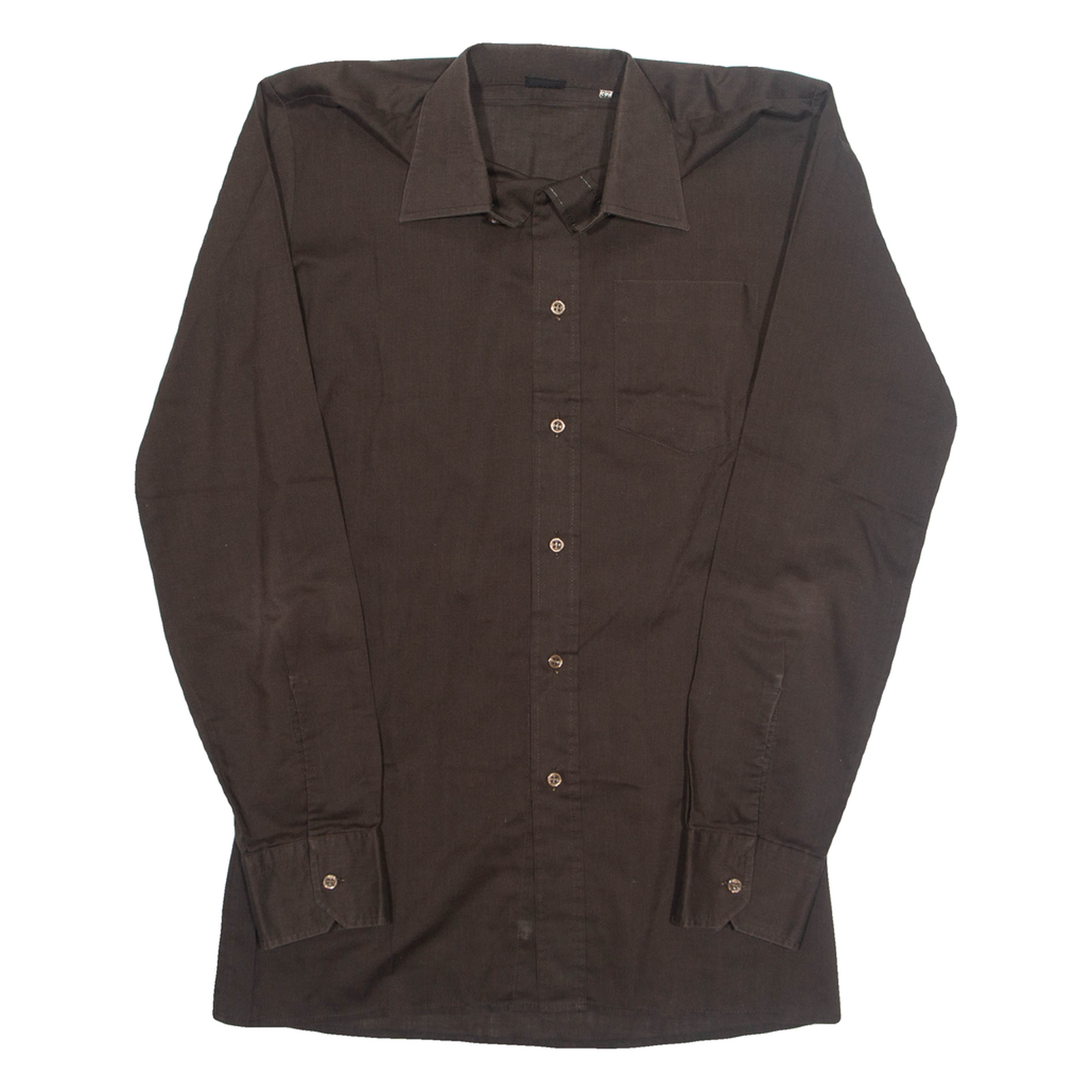 WALDE Mens Plain Shirt Brown Long Sleeve S Refurbished - N/A refurbished available on Cerqular