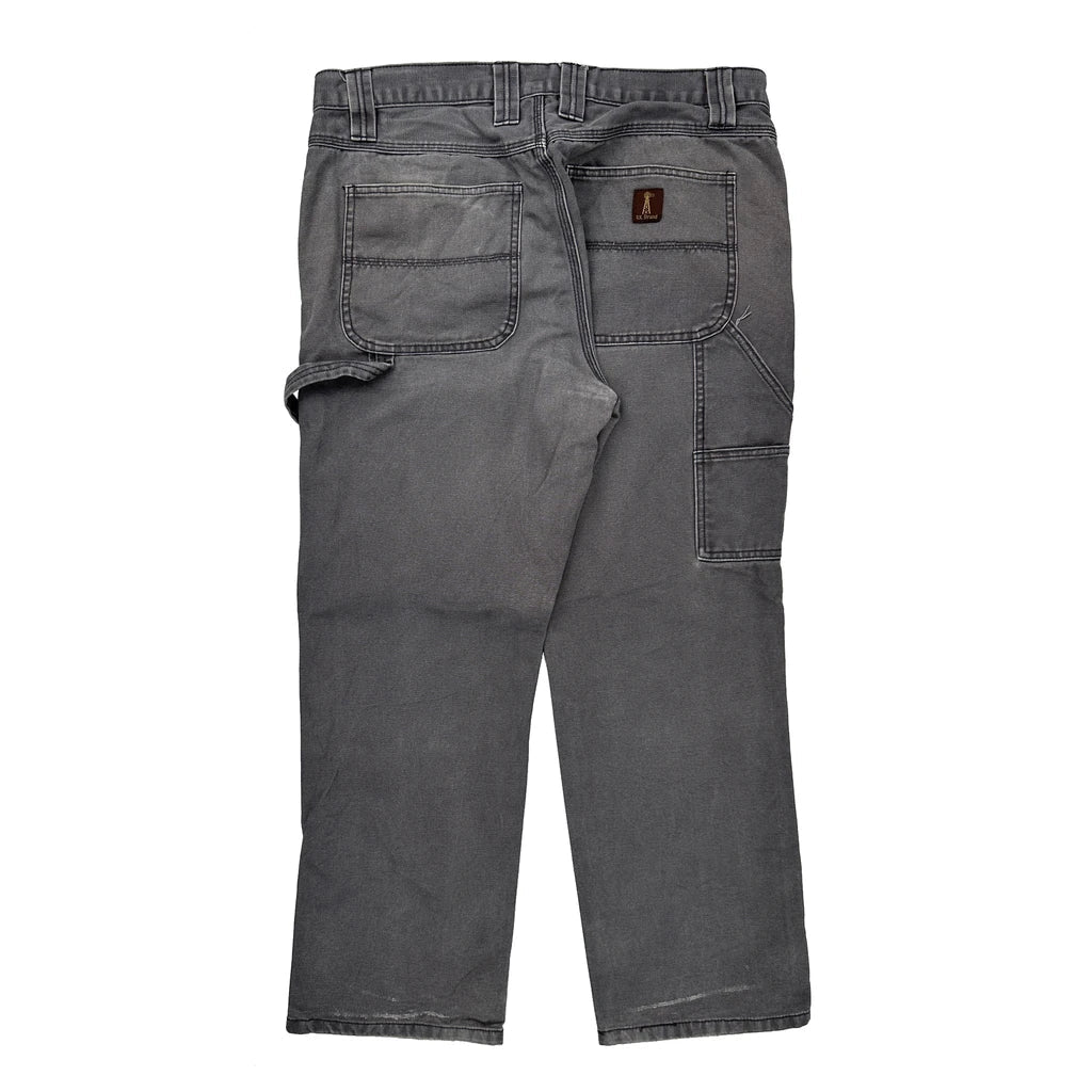 Rk Brand Carpenter Trousers - 36W 30L Grey Cotton Refurbished - Thrifted (note: this is a term often used to describe second- refurbished available on Cerqular