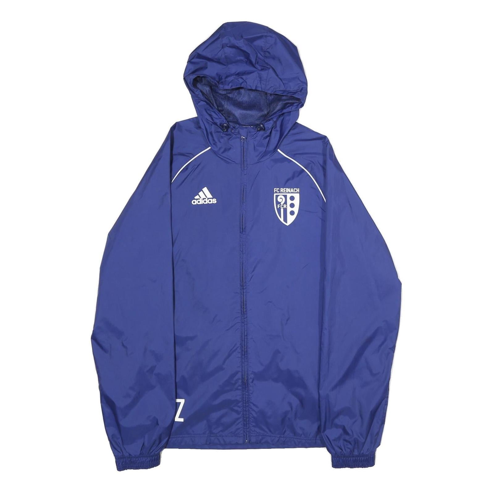 ADIDAS Mens Blue FC Reinach Zip Hooded Polyamide Track Jacket S Lightweight Refurbished - N/A refurbished available on Cerqular