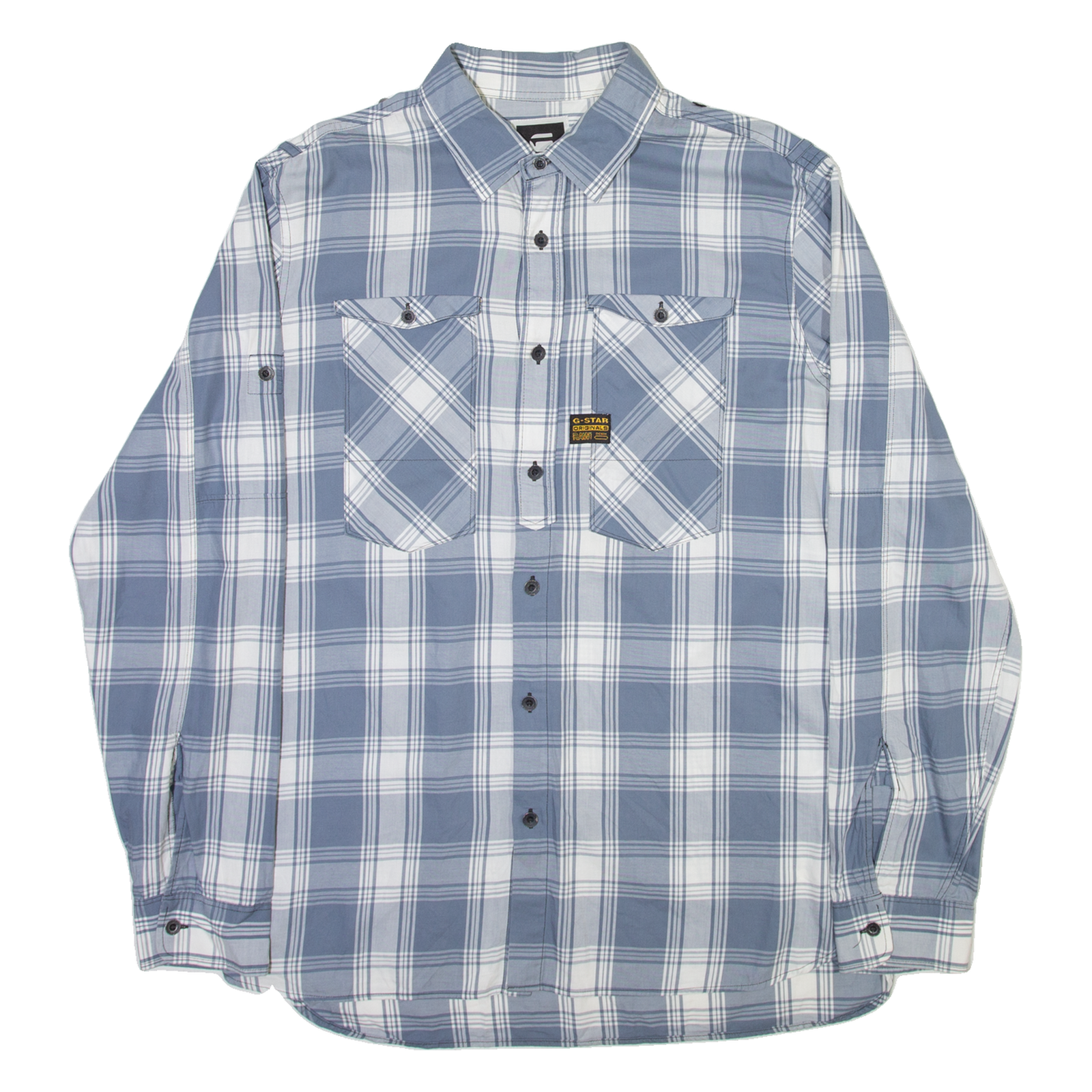 G-STAR Mens Shirt Blue Check Long Sleeve L Refurbished - N/A refurbished available on Cerqular