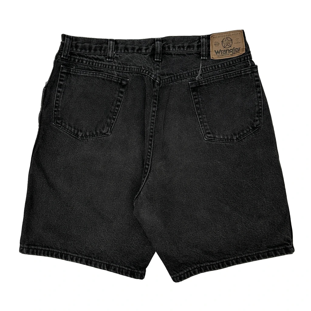 Wrangler Denim Shorts - 33W 9L Black Denim Refurbished - Thrifted (note: this is a term often used to describe second- refurbished available on Cerqular