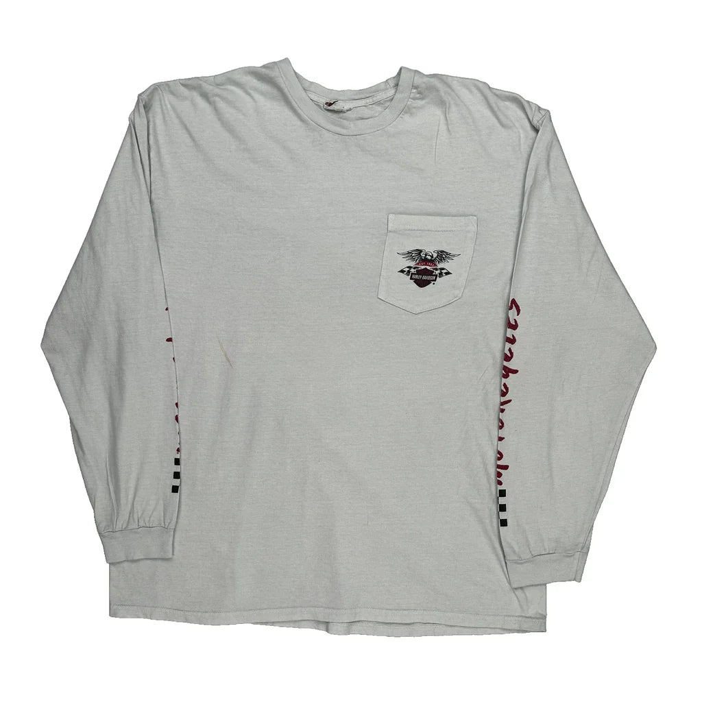 Buy San Jose Harley Davidson Long Sleeve T-Shirt - XL White Cotton Refurbished - $57.61 San Jose Harley Davidson Long Sleeve T-Shirt - XL White Cotton Refurbished - Thrifted (note: this is a term often used to describe second- refurbished available on Cerqular