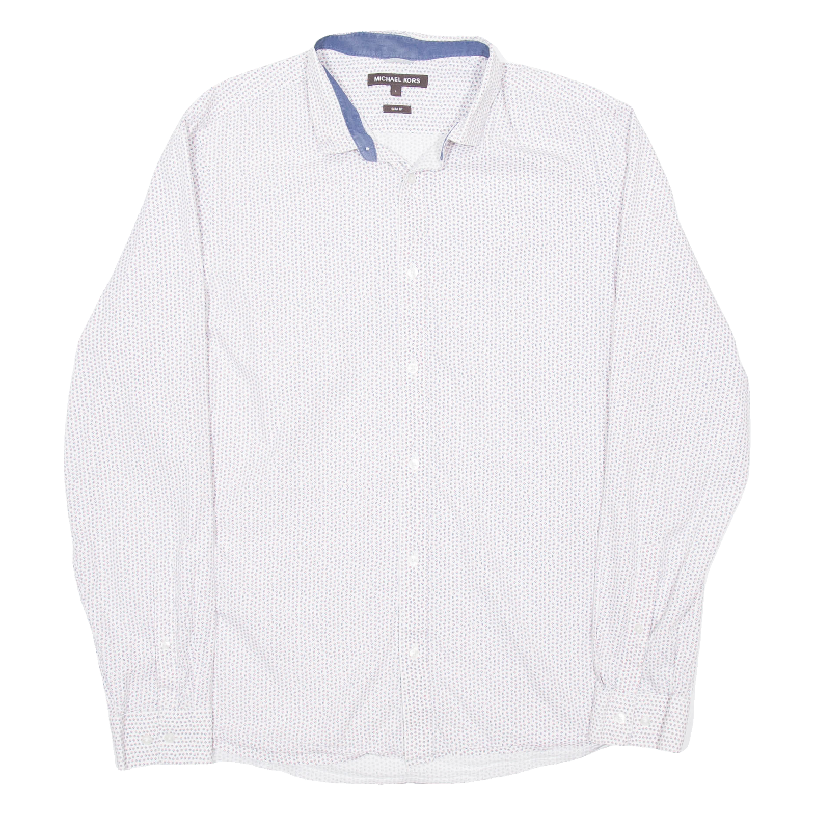 MICHAEL KORS Slim Fit Mens Shirt White Spotted Long Sleeve L Refurbished - N/A refurbished available on Cerqular