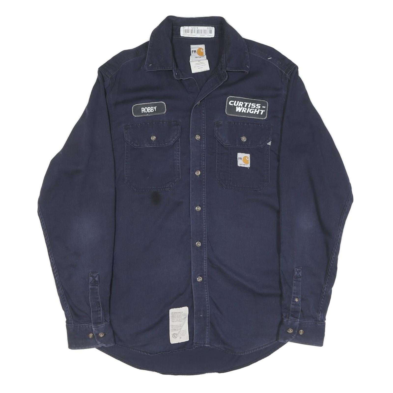 CARHARTT Mens Navy Blue Work Shirt S Cotton Long Sleeve Casual Utility Refurbished - N/A refurbished available on Cerqular