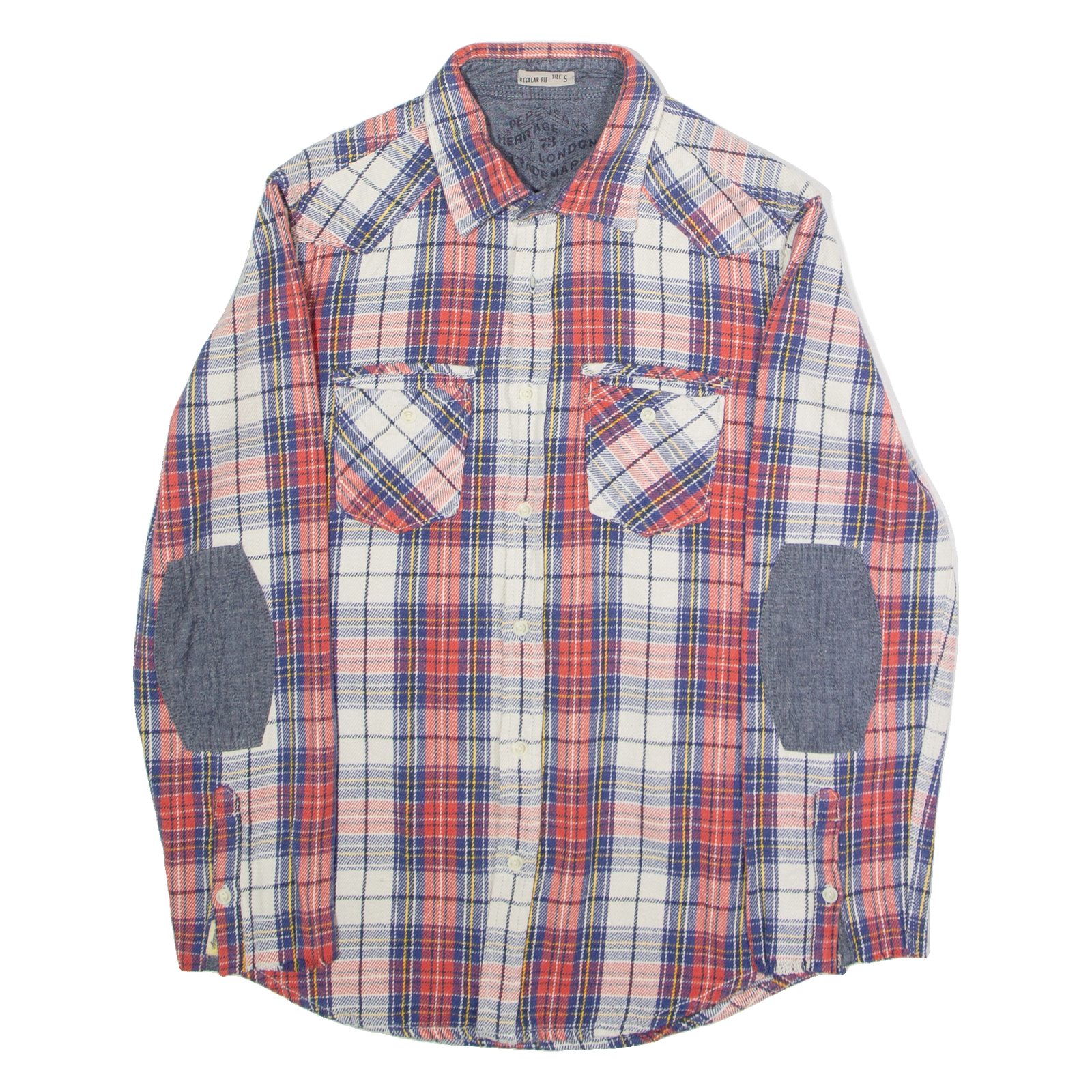 PEPE JEANS Mens Shirt White Check Long Sleeve S Refurbished - N/A refurbished available on Cerqular