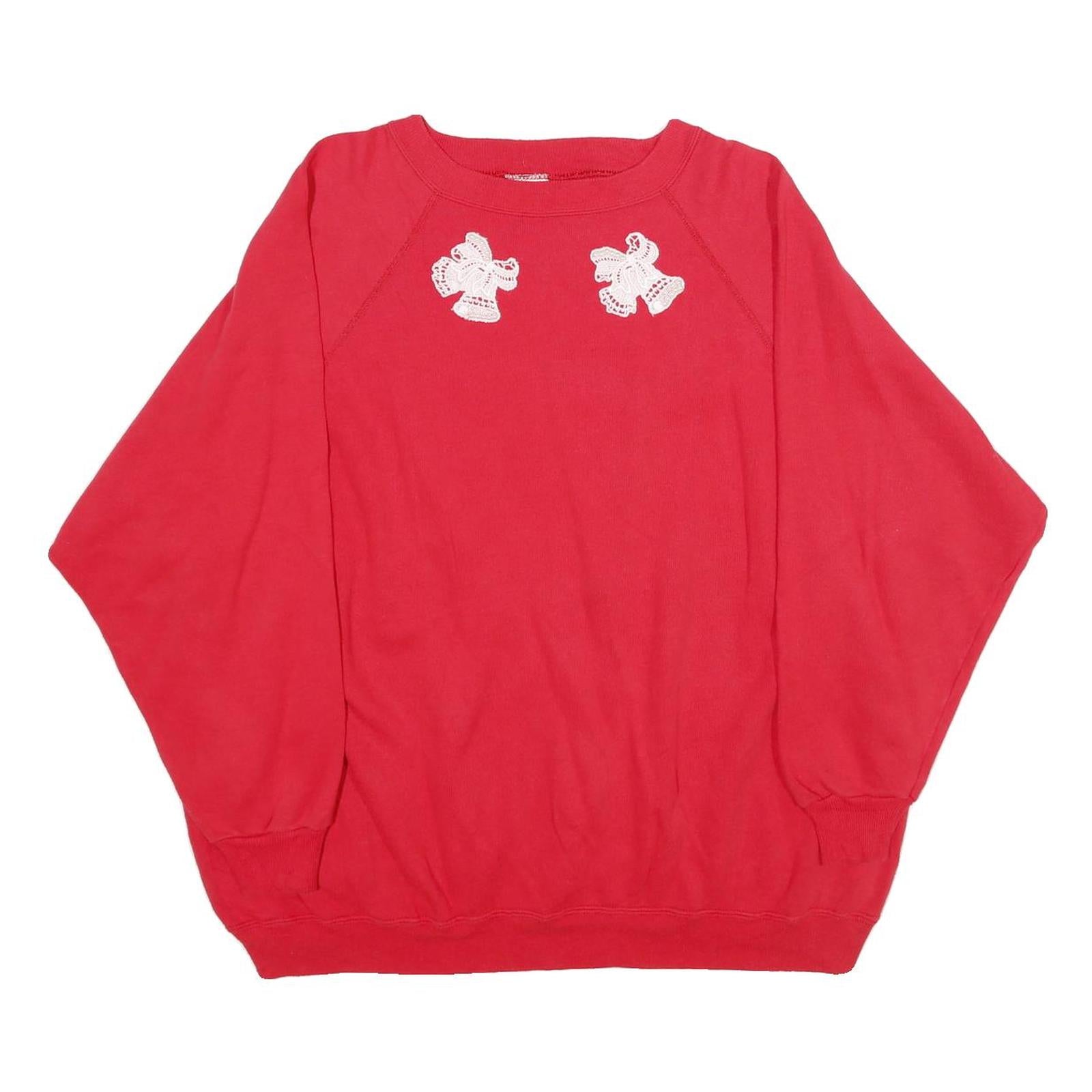 HANES Womens Red Cotton Blend Crew Neck 2XL Sweatshirt Lace Detail Pullover Refurbished - N/A refurbished available on Cerqular