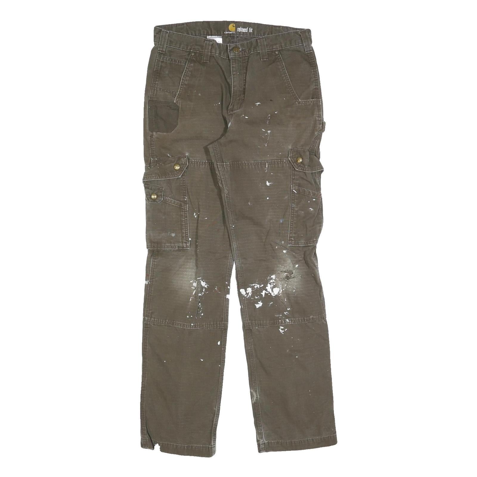 CARHARTT Mens Relaxed Fit Brown Workwear Cargo Trousers W32 L34 Durable Cotton Refurbished - N/A refurbished available on Cerqular