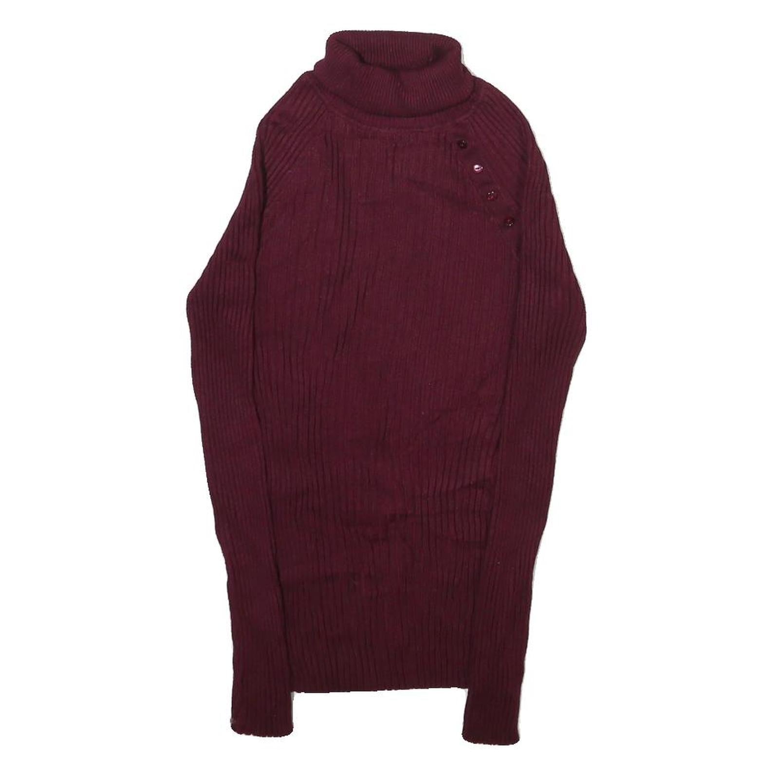 IT'S OUR TIME Womens Maroon Plain Roll Neck Basic Knit L Rayon Jumper Refurbished - N/A refurbished available on Cerqular